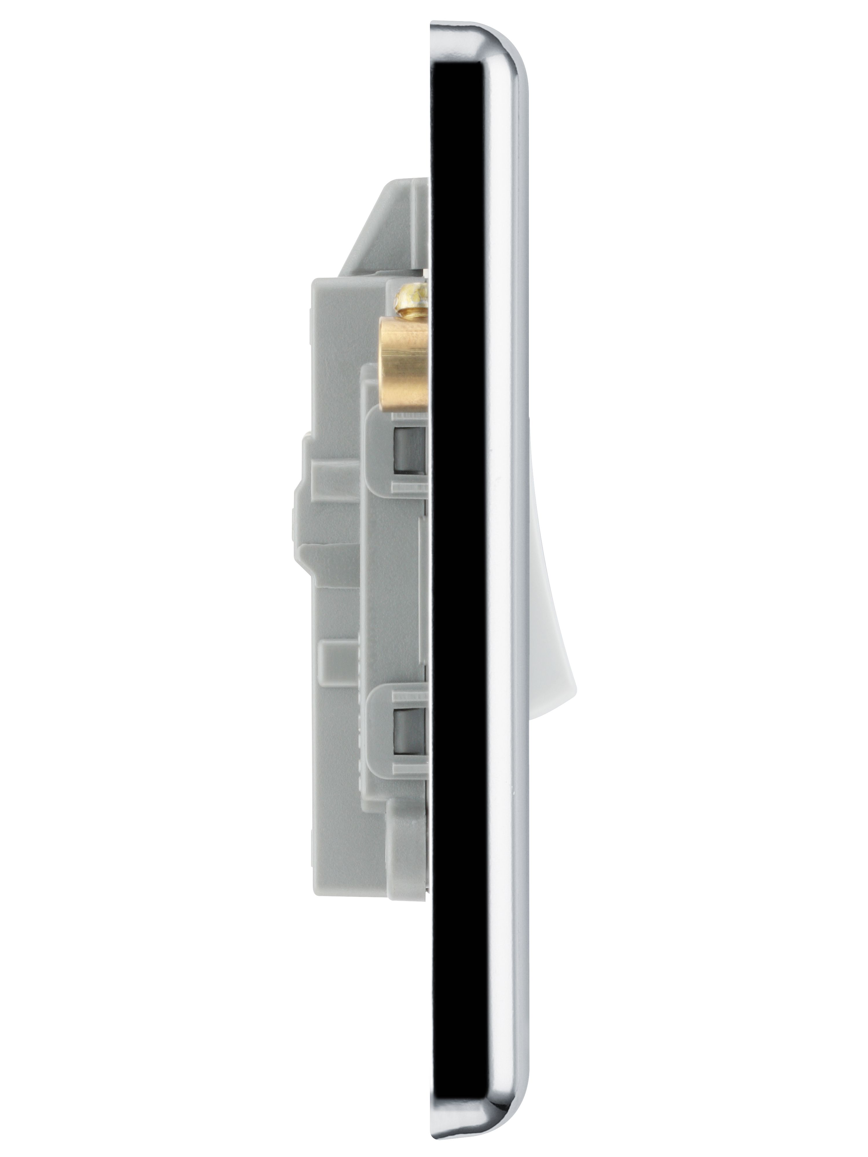GoodHome 20A Rocker Raised rounded Control switch with LED indicator Chrome effect