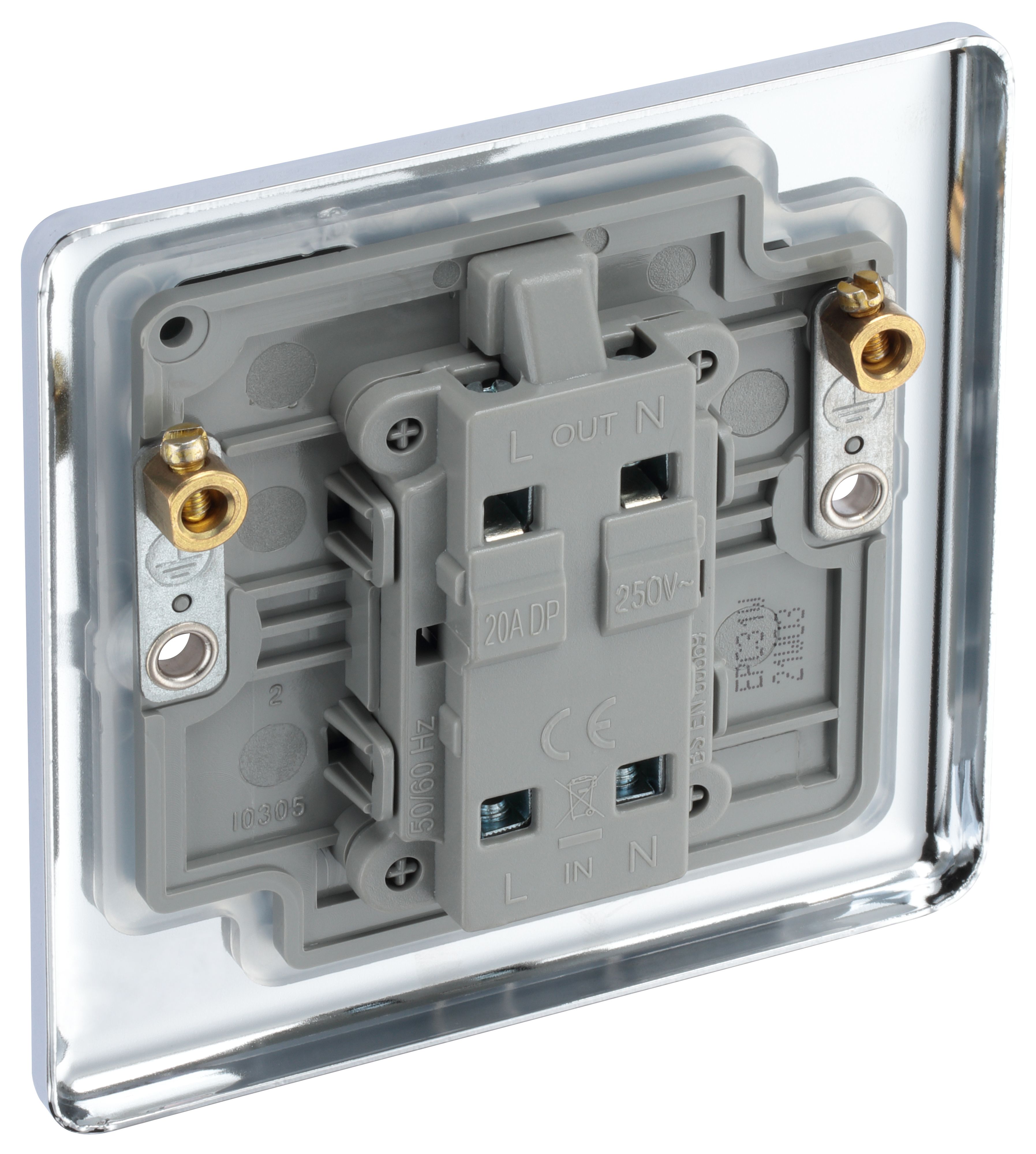GoodHome 20A Rocker Raised rounded Control switch with LED indicator Chrome effect