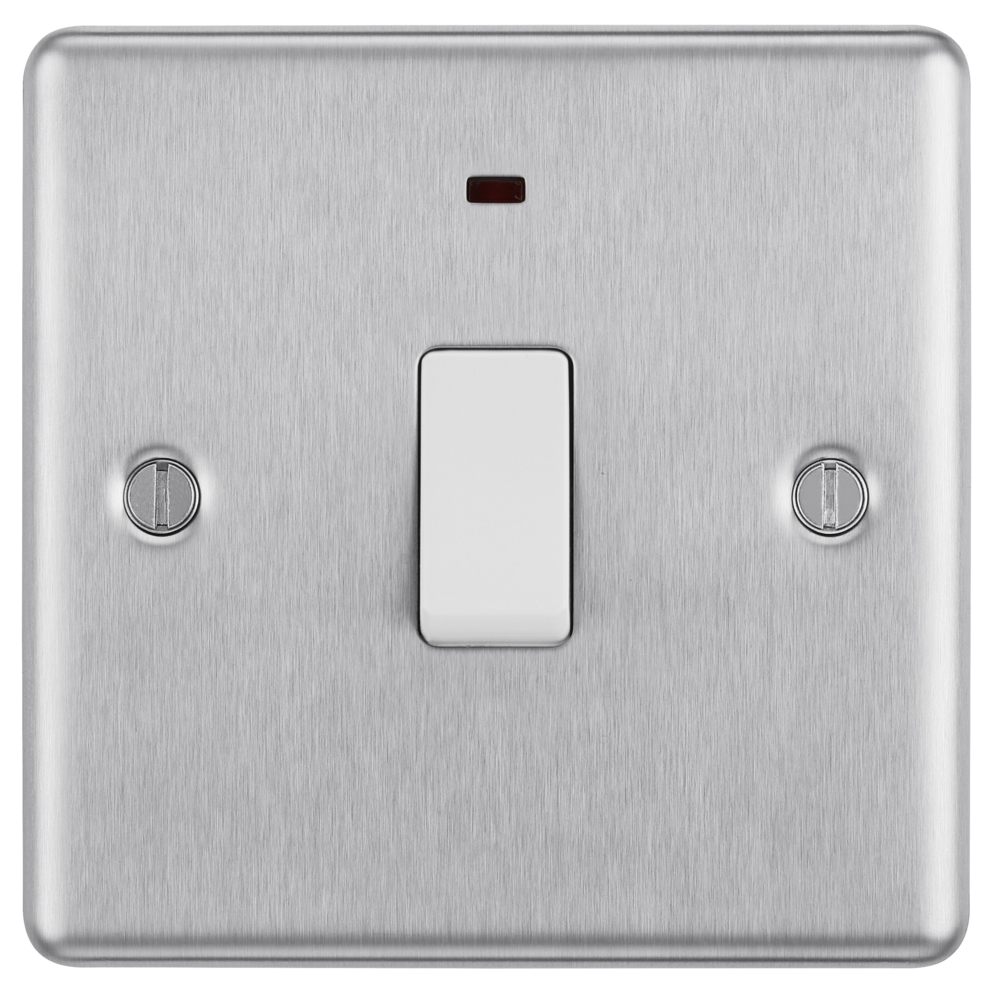 GoodHome 20A Rocker Raised rounded Control switch with LED indicator Steel effect