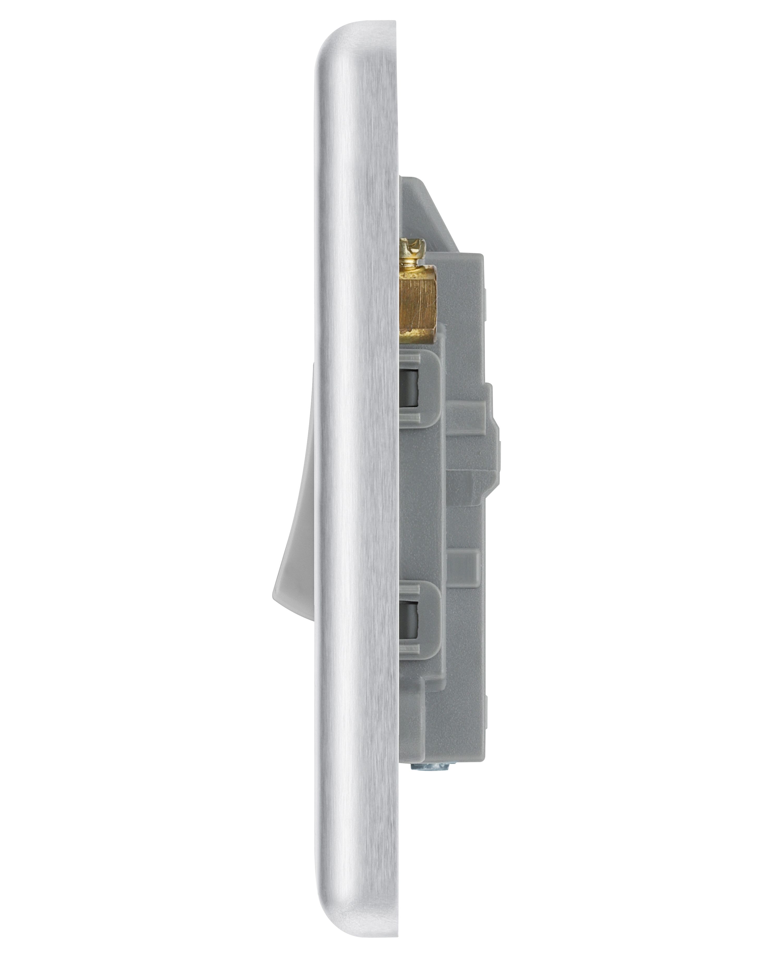 GoodHome 20A Rocker Raised rounded Control switch with LED indicator Steel effect - 5