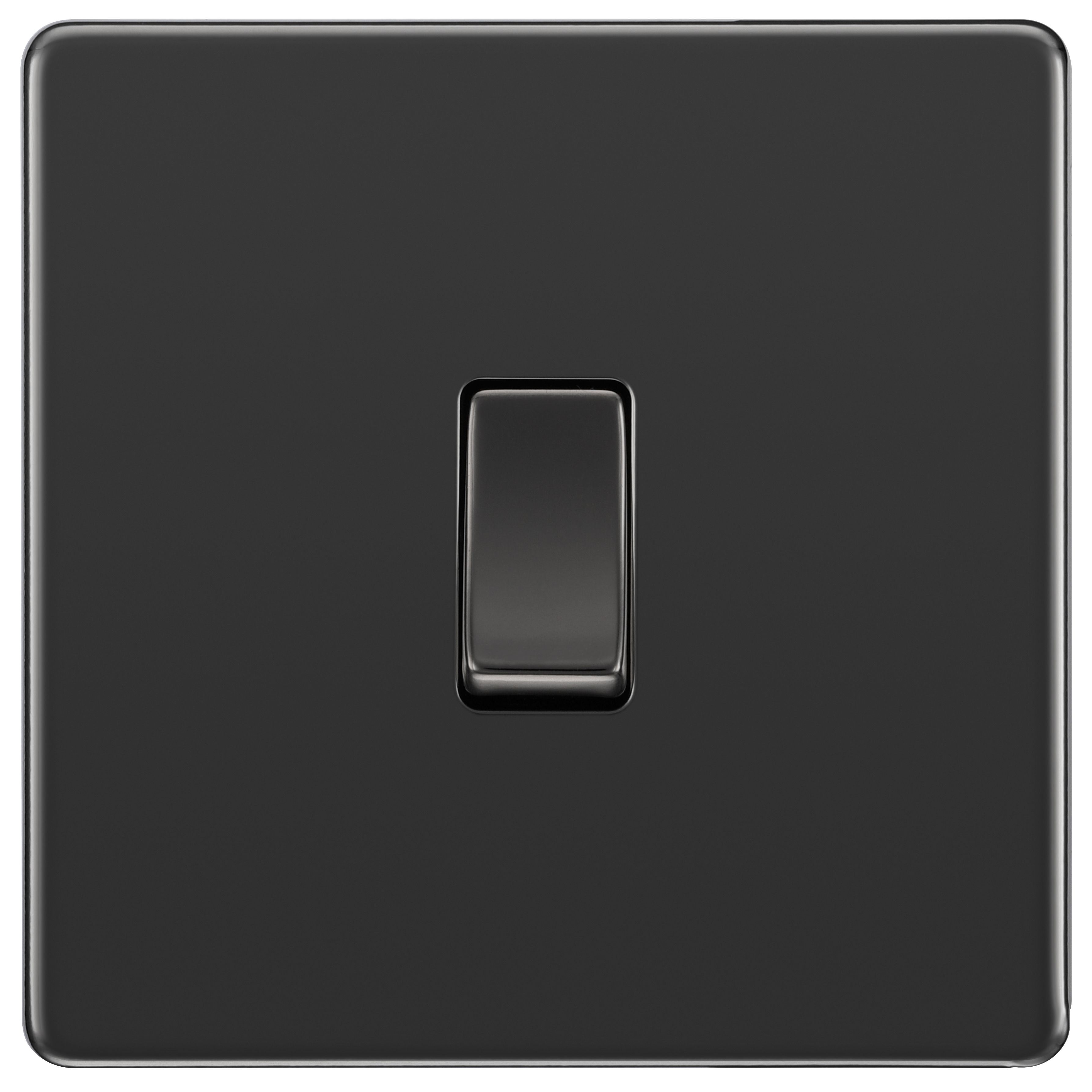 GoodHome 20A Single 2 way Flat Screwless Intermediate switch Gloss Black Nickel effect