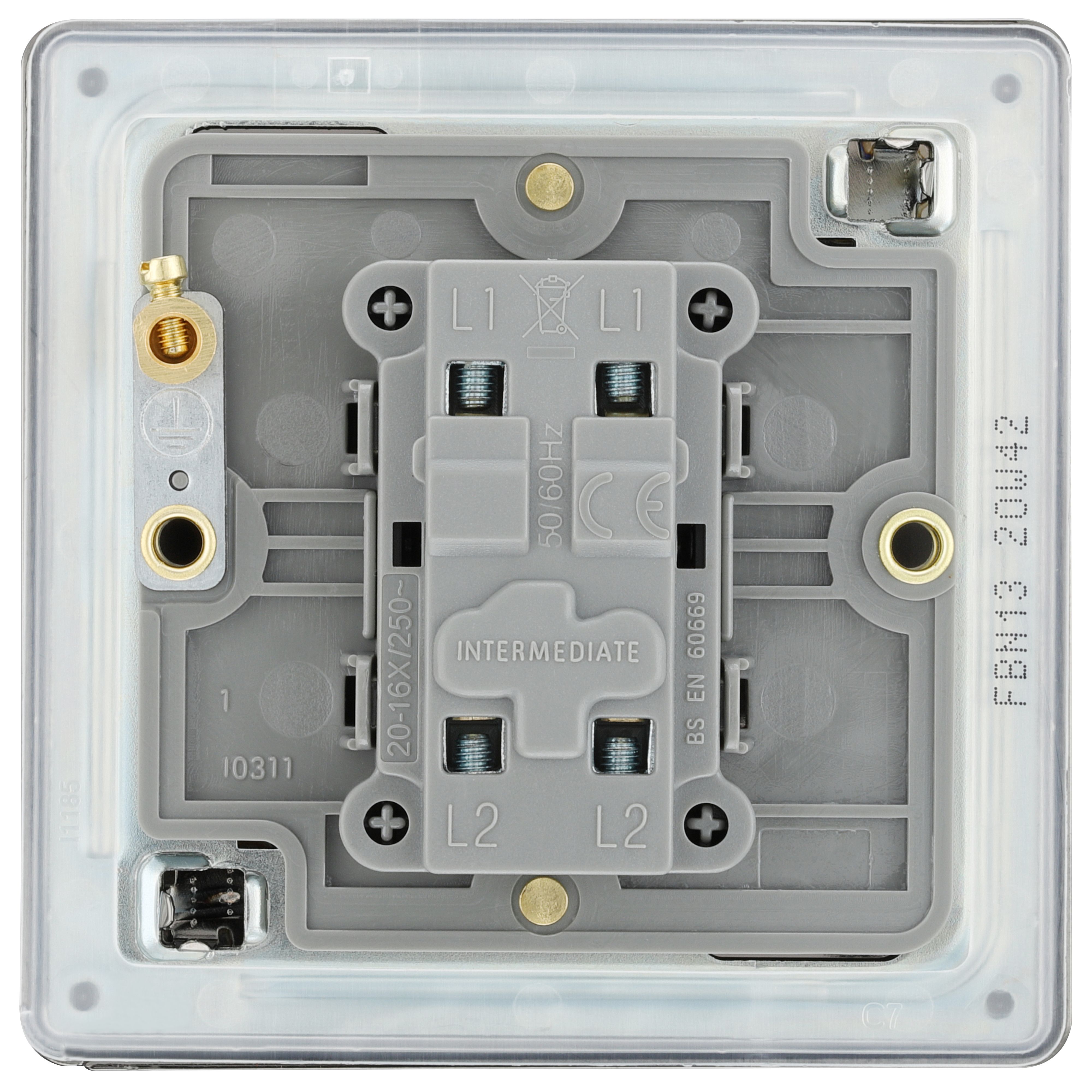 GoodHome 20A Single 2 way Flat Screwless Intermediate switch Gloss Black Nickel effect - 4