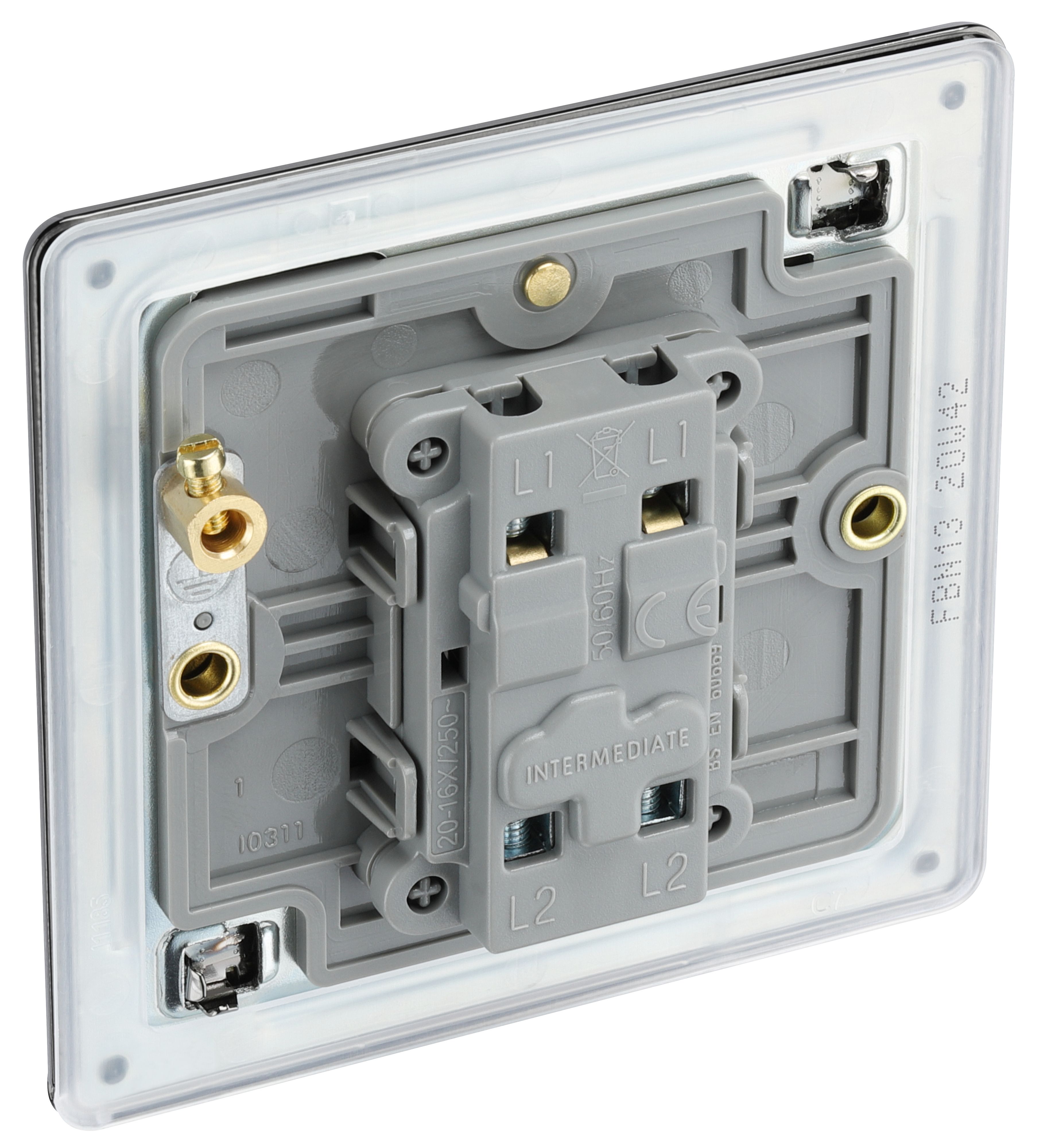 GoodHome 20A Single 2 way Flat Screwless Intermediate switch Gloss Black Nickel effect - 6