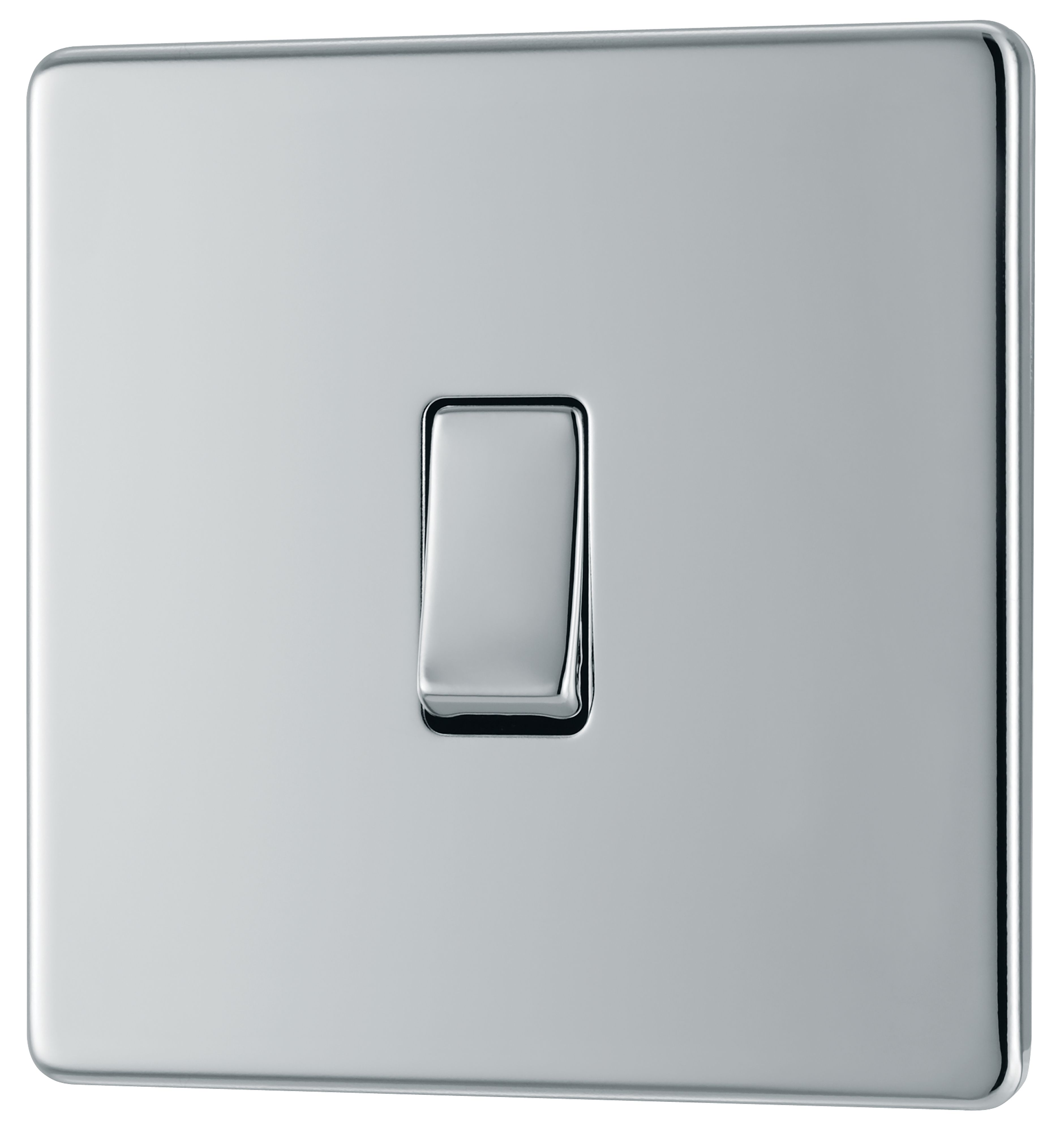 GoodHome 20A Single 2 way Flat Screwless Intermediate switch Gloss Chrome effect