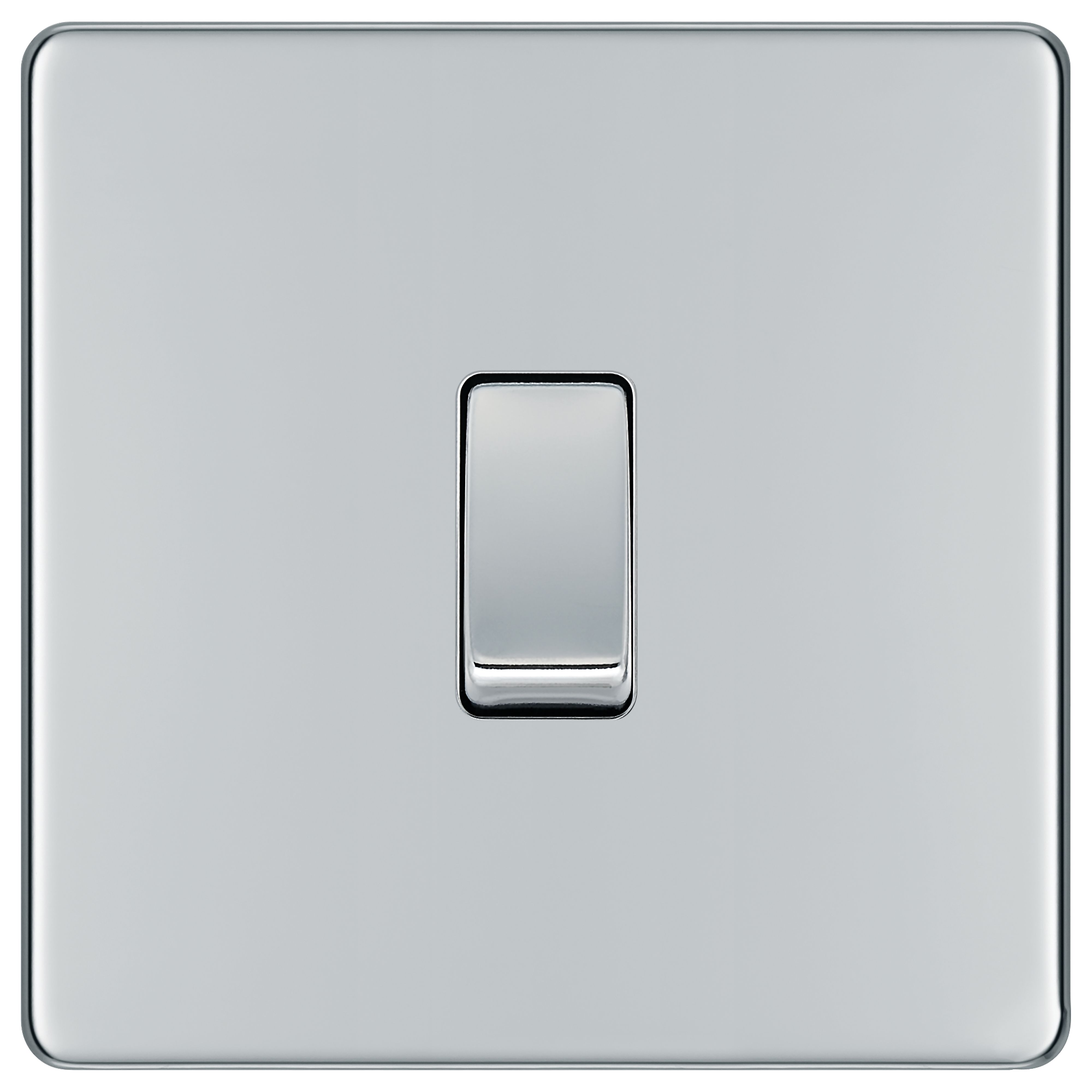 GoodHome 20A Single 2 way Flat Screwless Intermediate switch Gloss Chrome effect