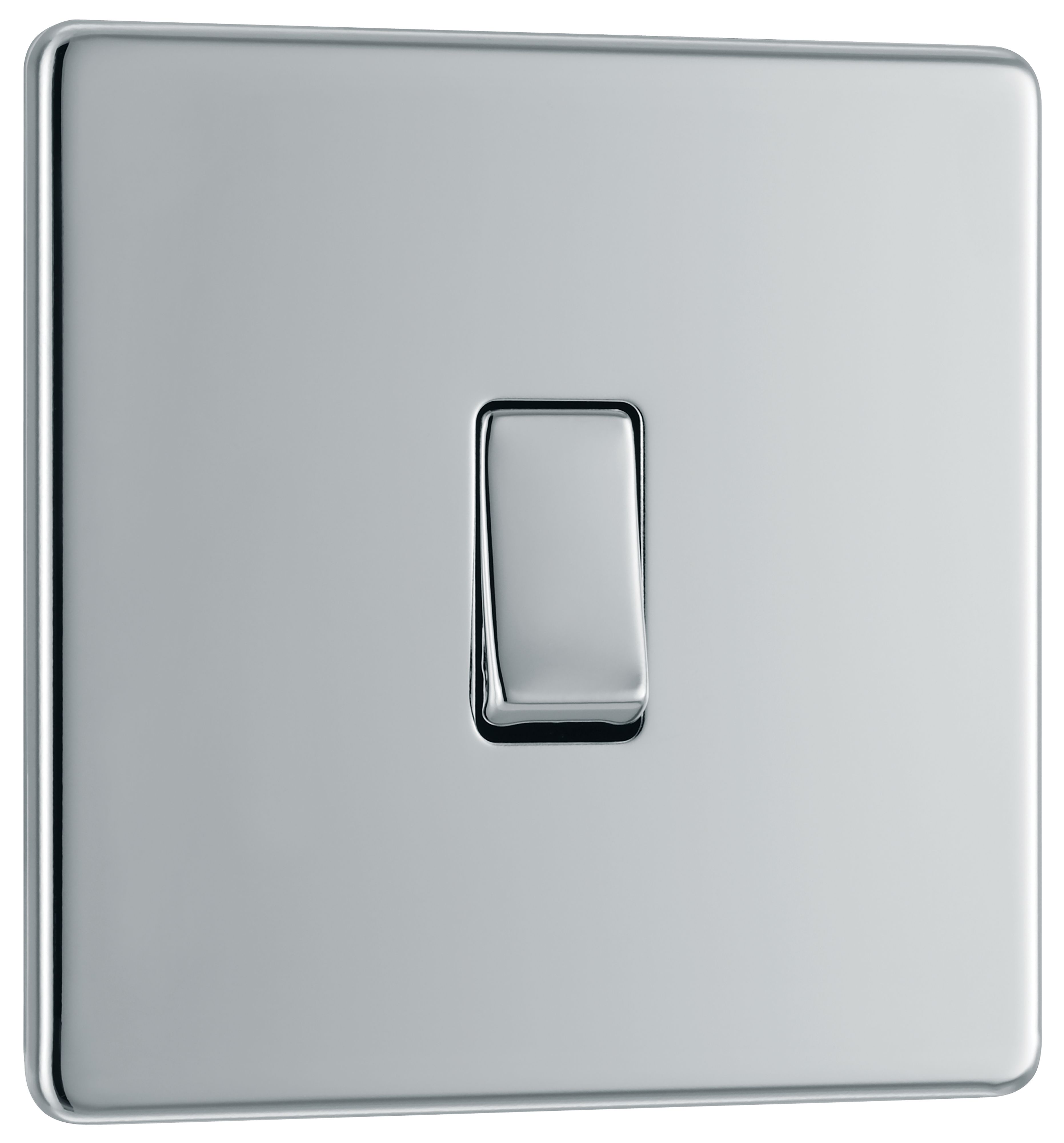 GoodHome 20A Single 2 way Flat Screwless Intermediate switch Gloss Chrome effect