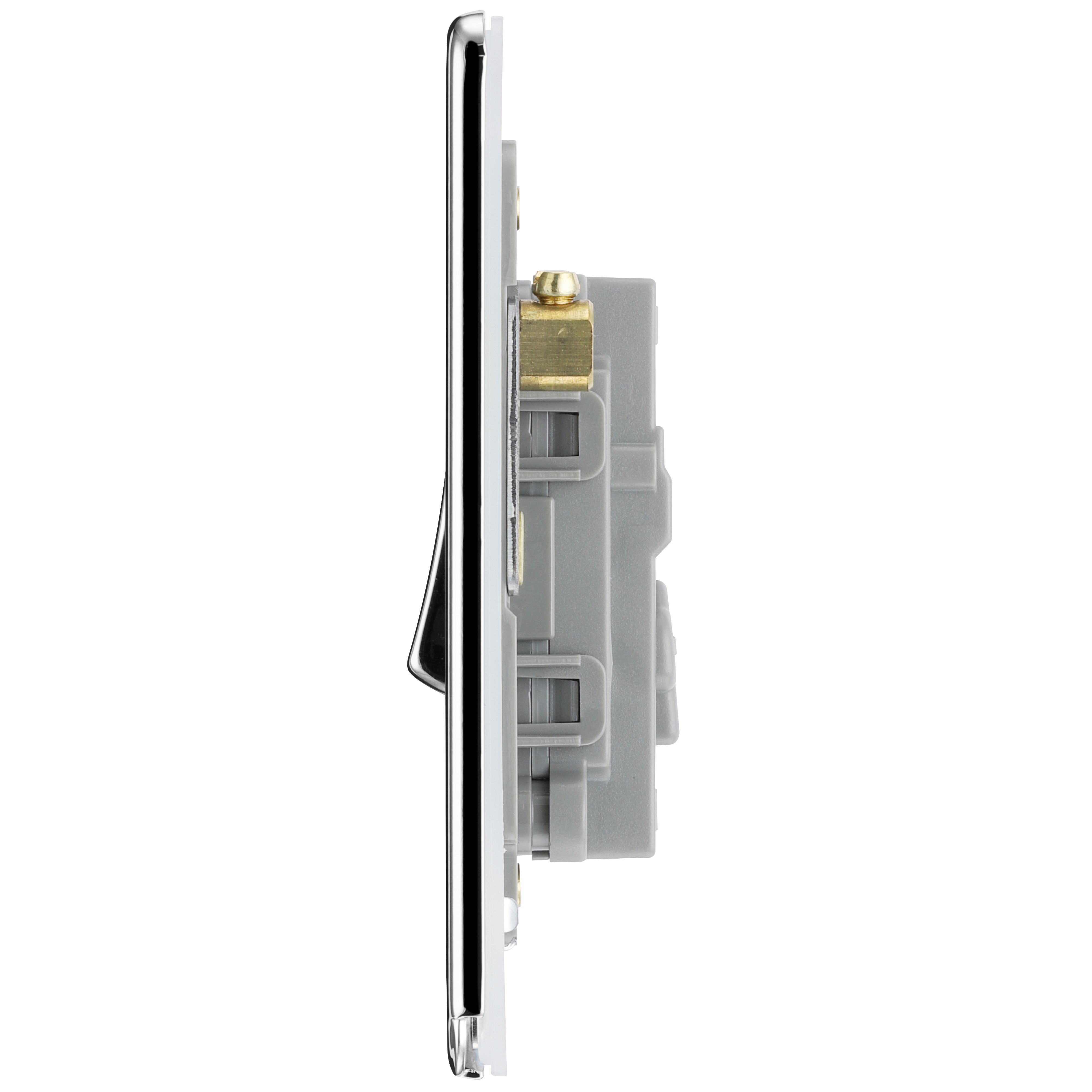 GoodHome 20A Single 2 way Flat Screwless Intermediate switch Gloss Chrome effect