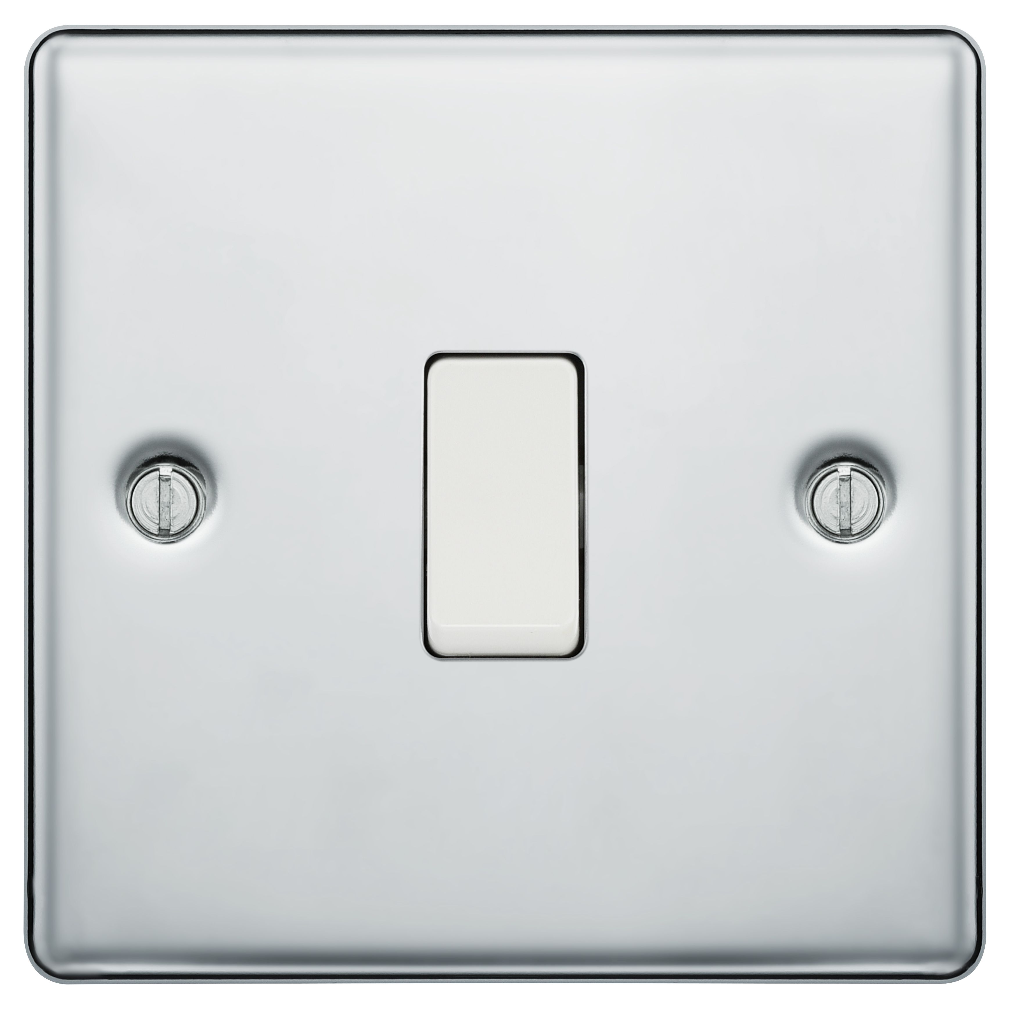 GoodHome 20A Single 2 way Raised rounded Screwed Intermediate switch Gloss Chrome effect