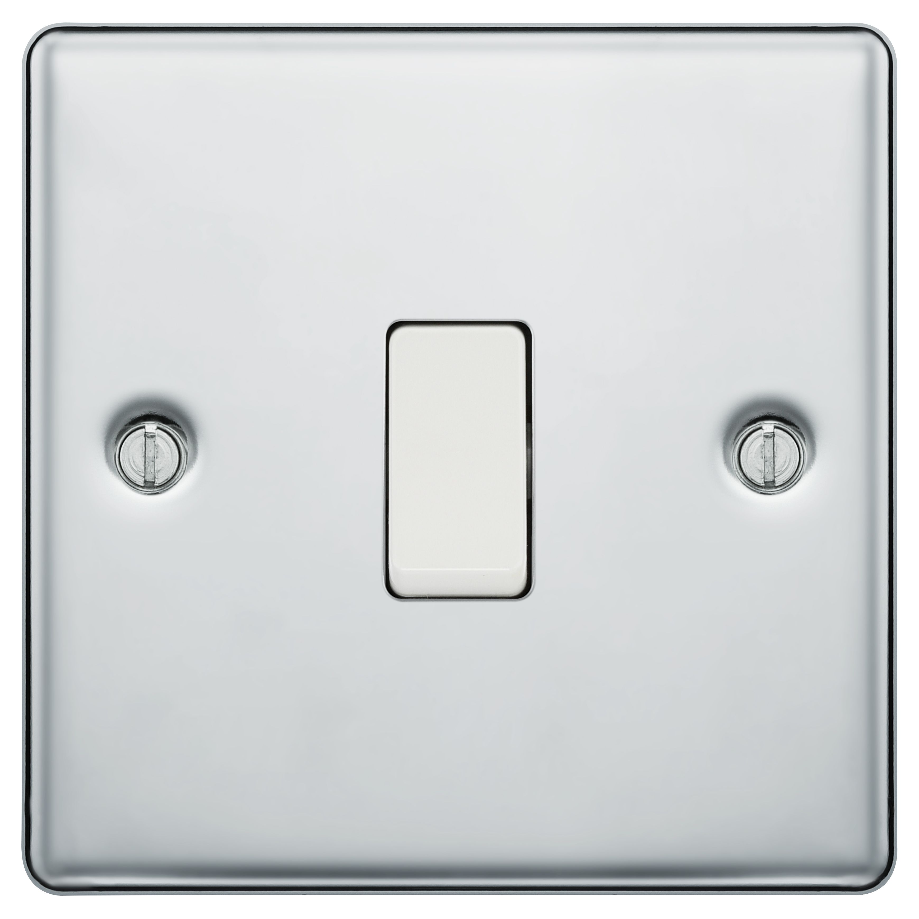 GoodHome 20A Single 2 way Raised rounded Screwed Intermediate switch Gloss Chrome effect