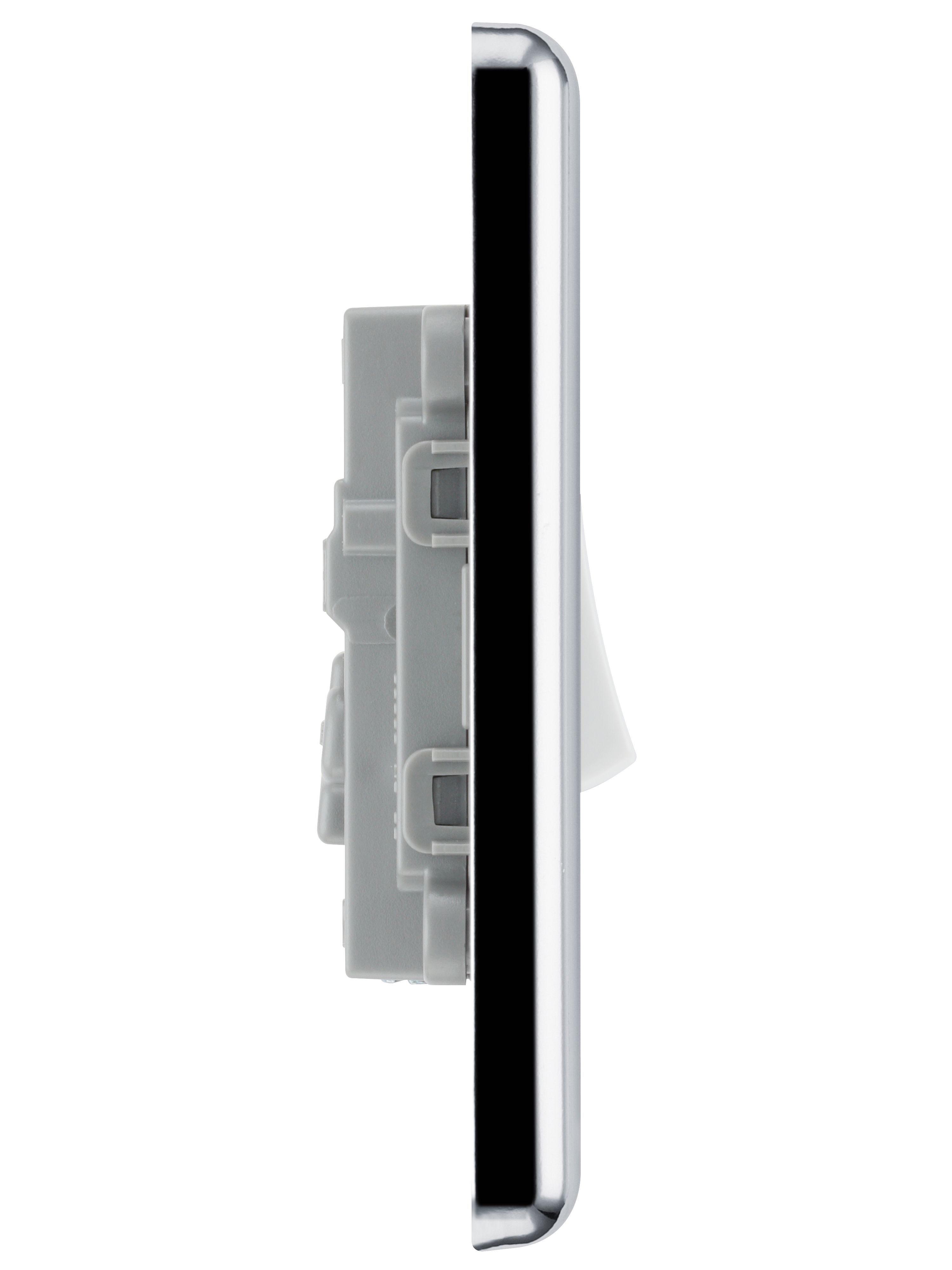 GoodHome 20A Single 2 way Raised rounded Screwed Intermediate switch Gloss Chrome effect