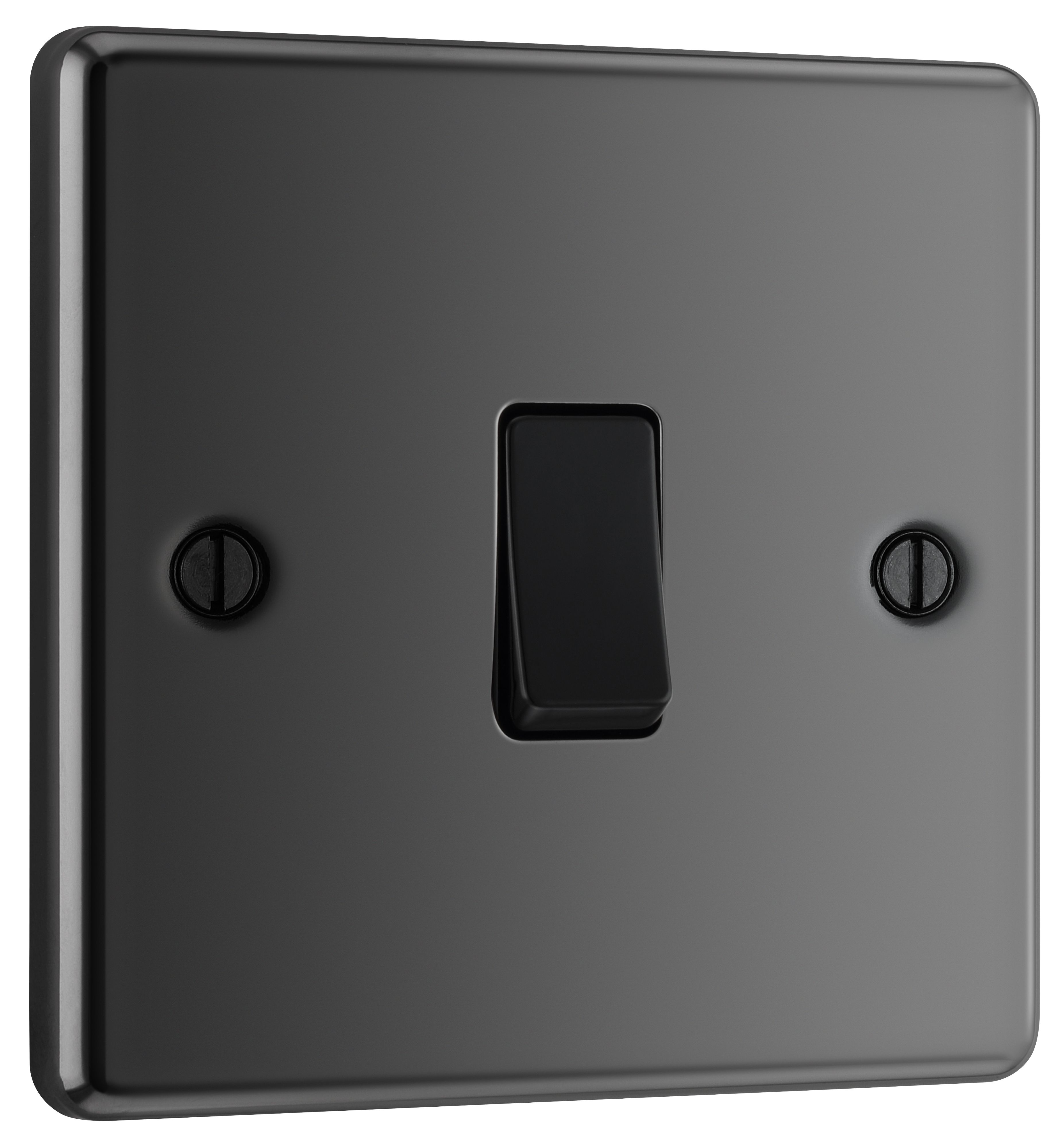 GoodHome 20A Single 2 way Screwed Intermediate switch Gloss Black Nickel effect - 3