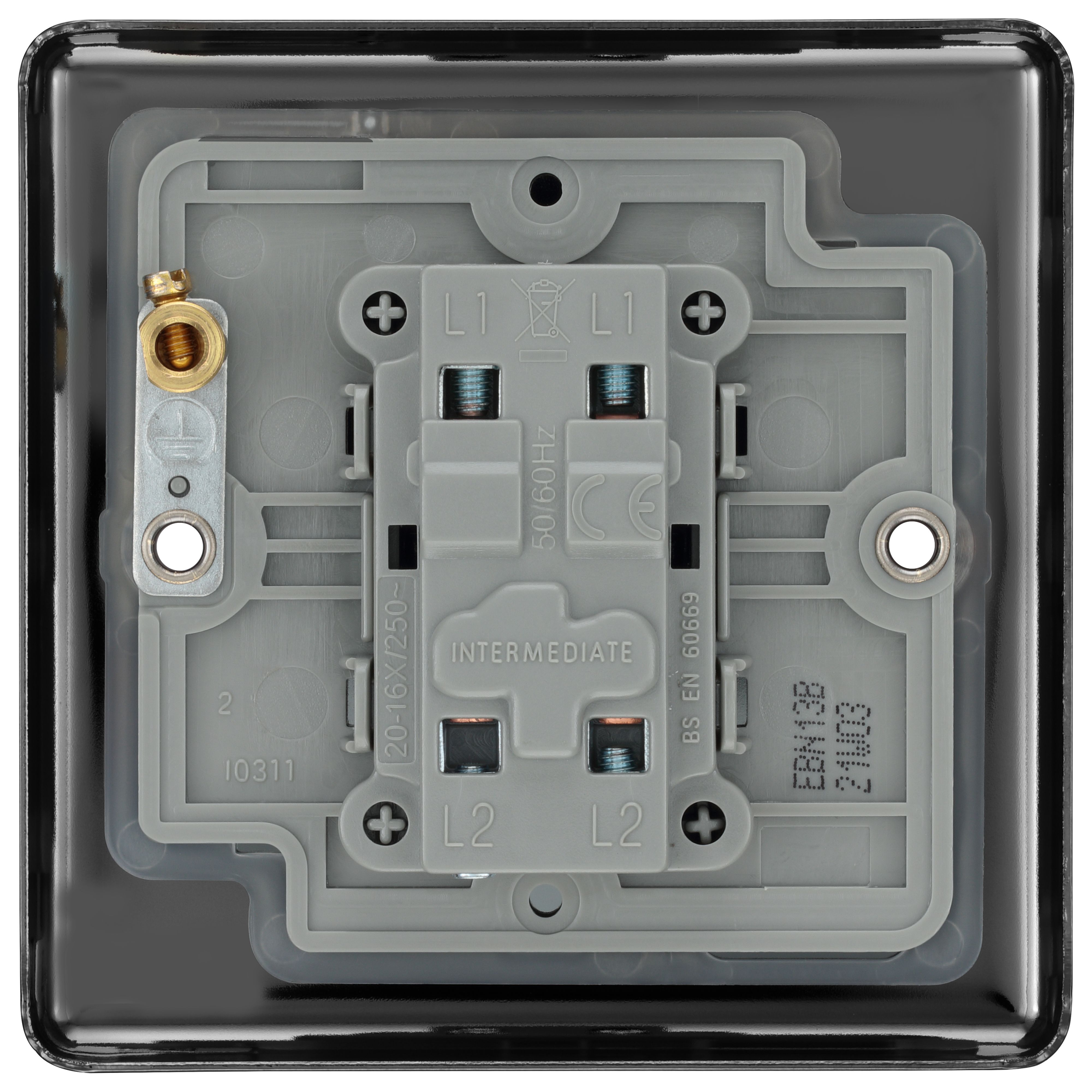 GoodHome 20A Single 2 way Screwed Intermediate switch Gloss Black Nickel effect - 4
