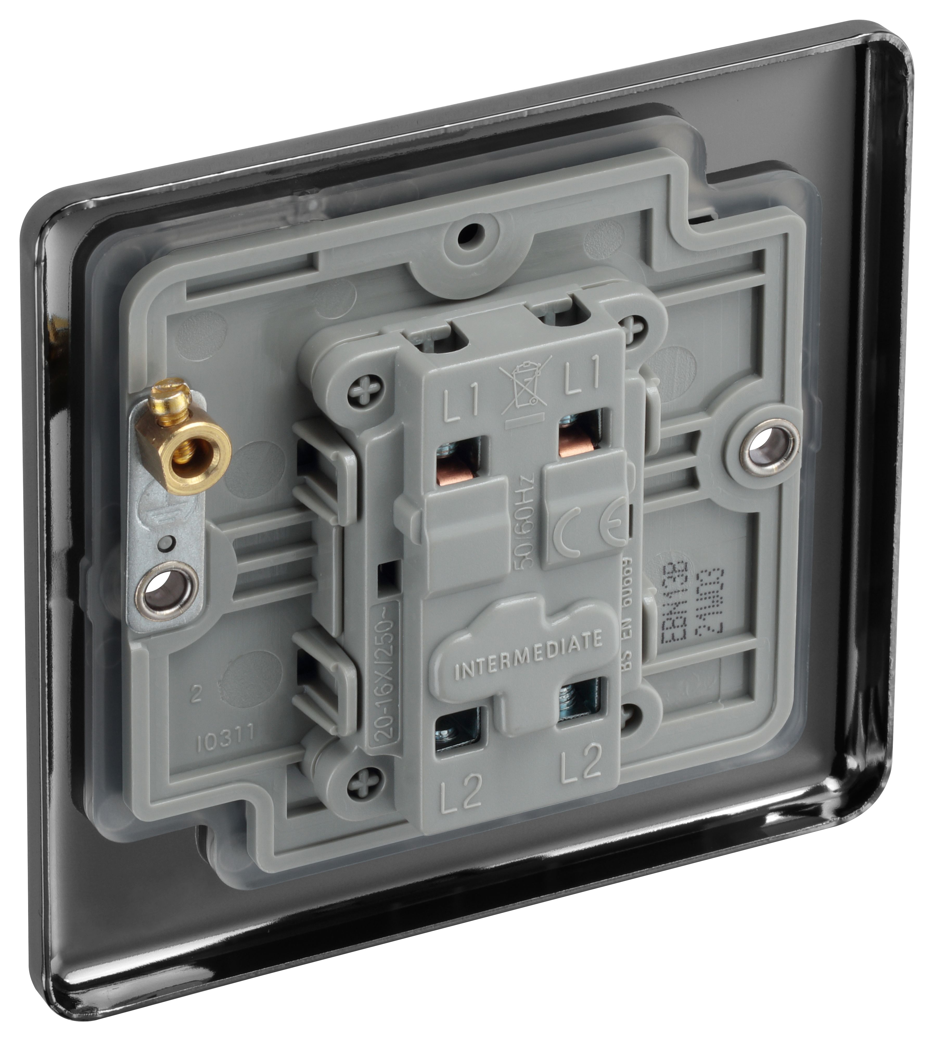 GoodHome 20A Single 2 way Screwed Intermediate switch Gloss Black Nickel effect - 6