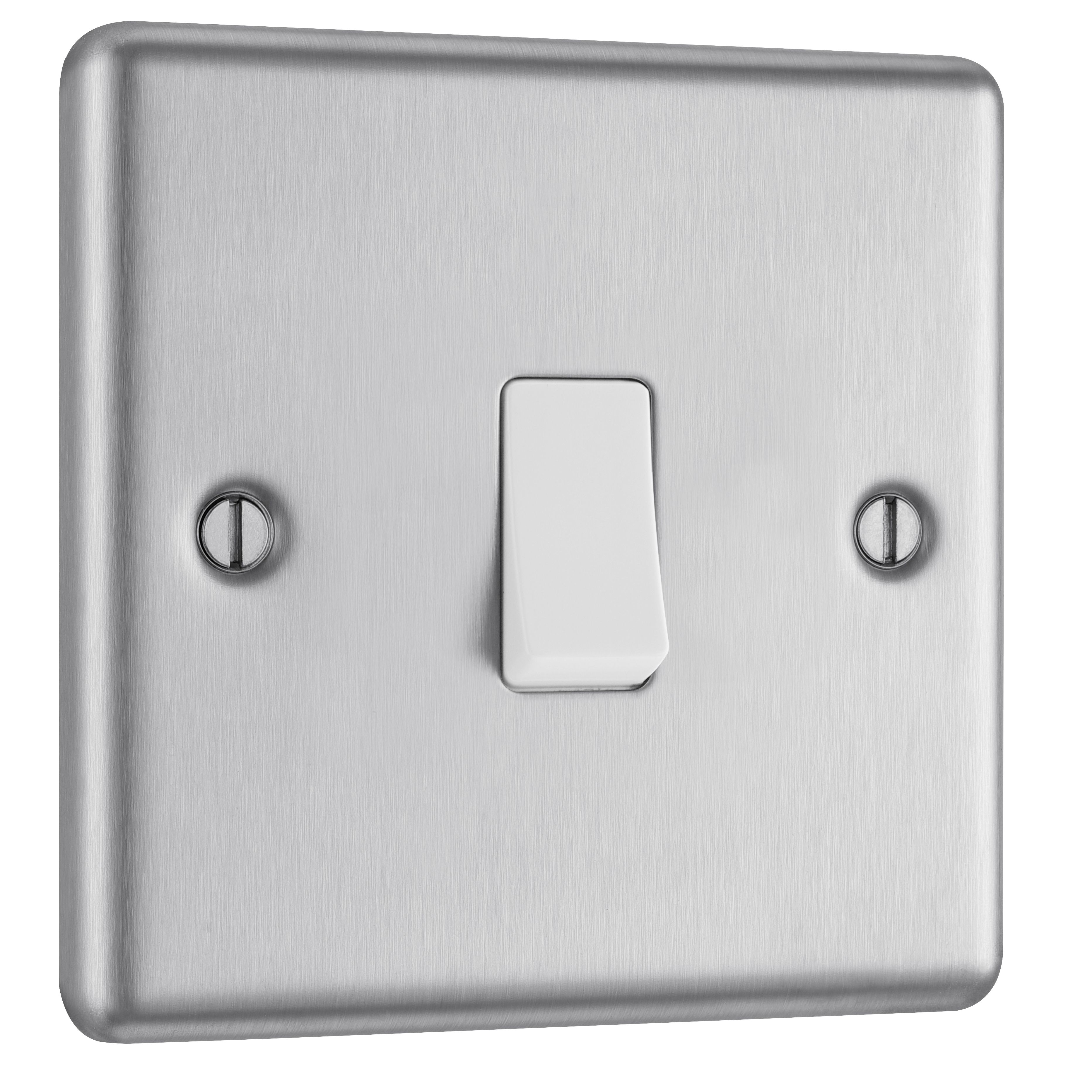 GoodHome 20A Single 2 way Screwed Intermediate switch Matt Steel effect - 3