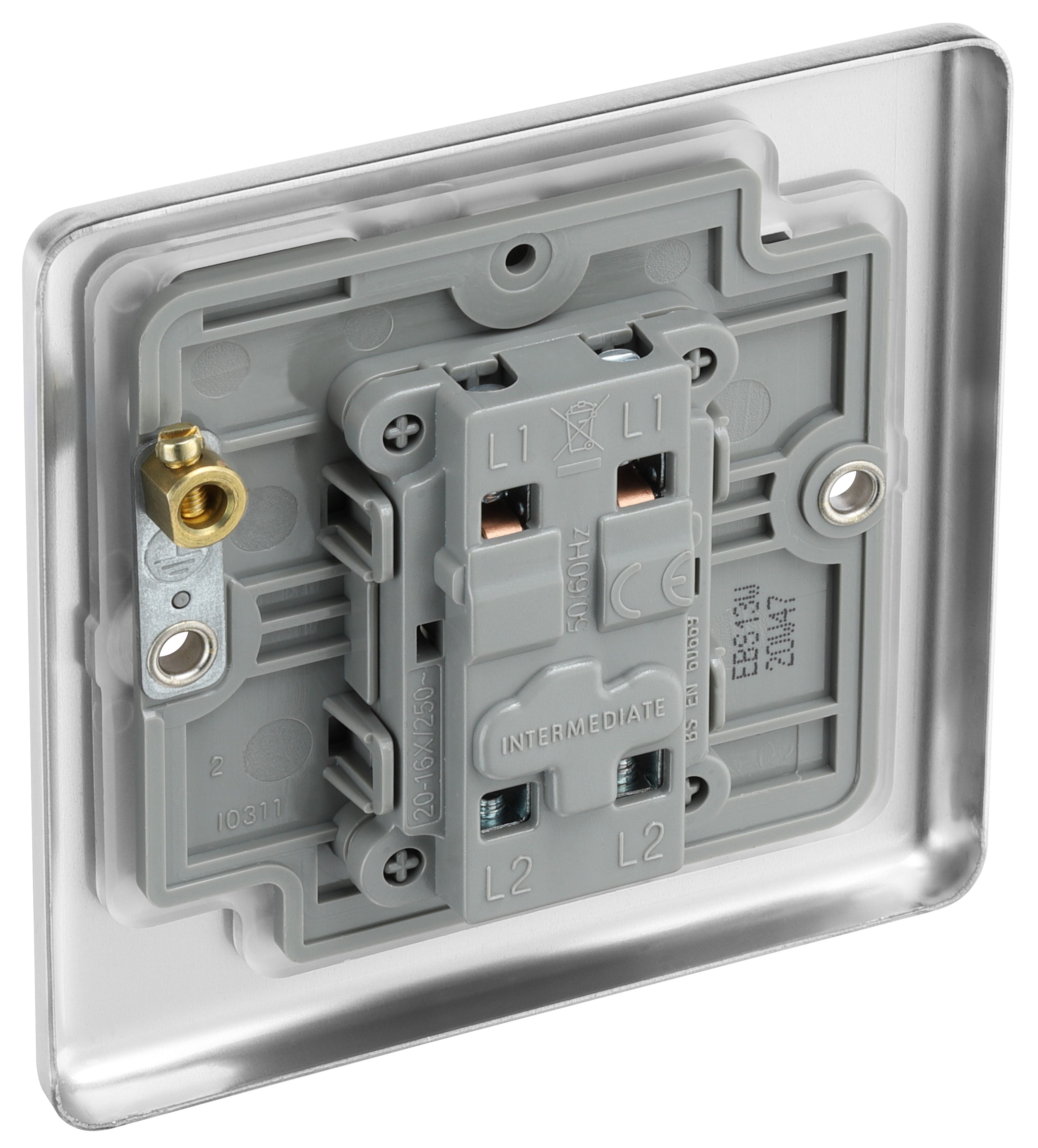 GoodHome 20A Single 2 way Screwed Intermediate switch Matt Steel effect - 6