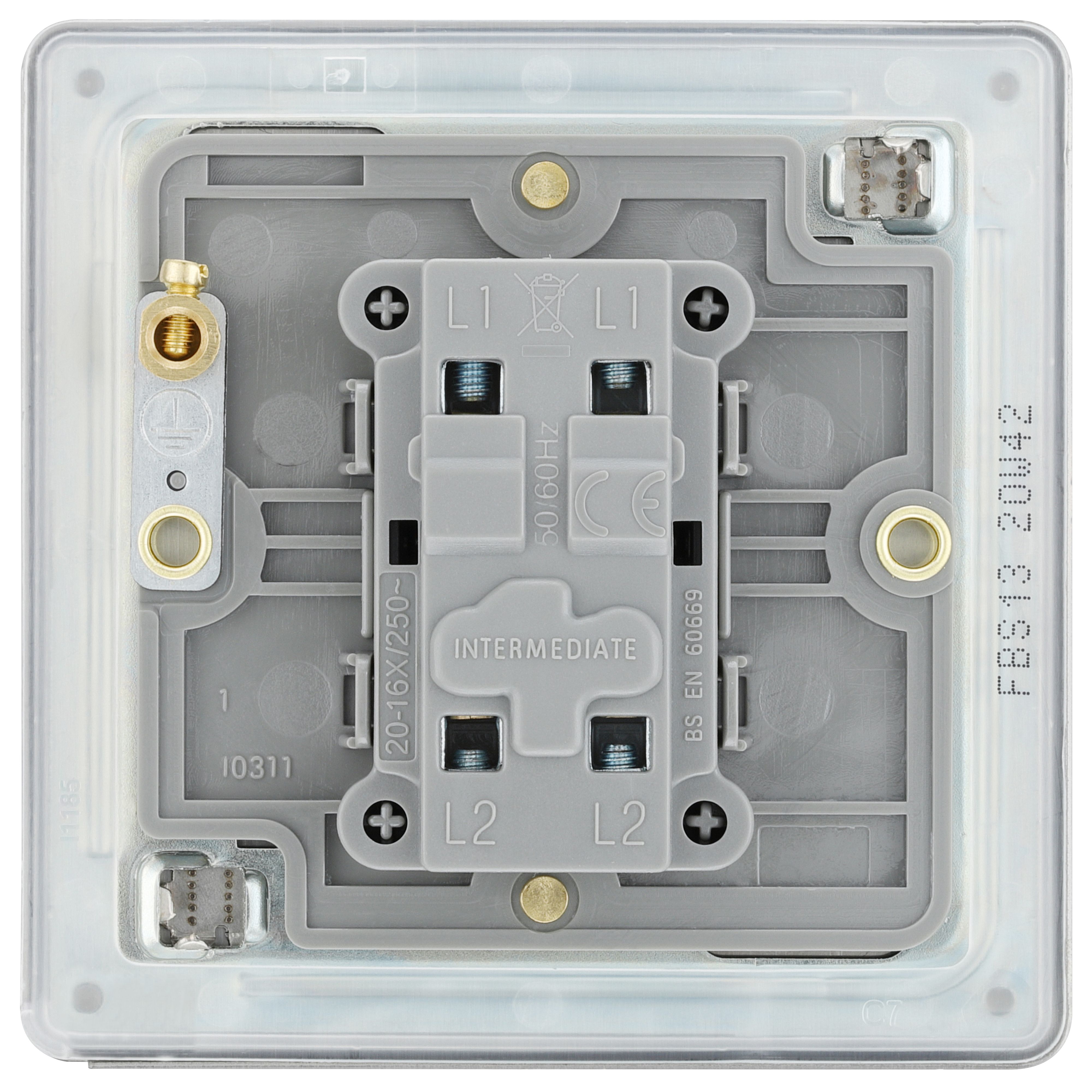 GoodHome 20A Single 2 way Screwless Intermediate switch Matt Steel effect - 4