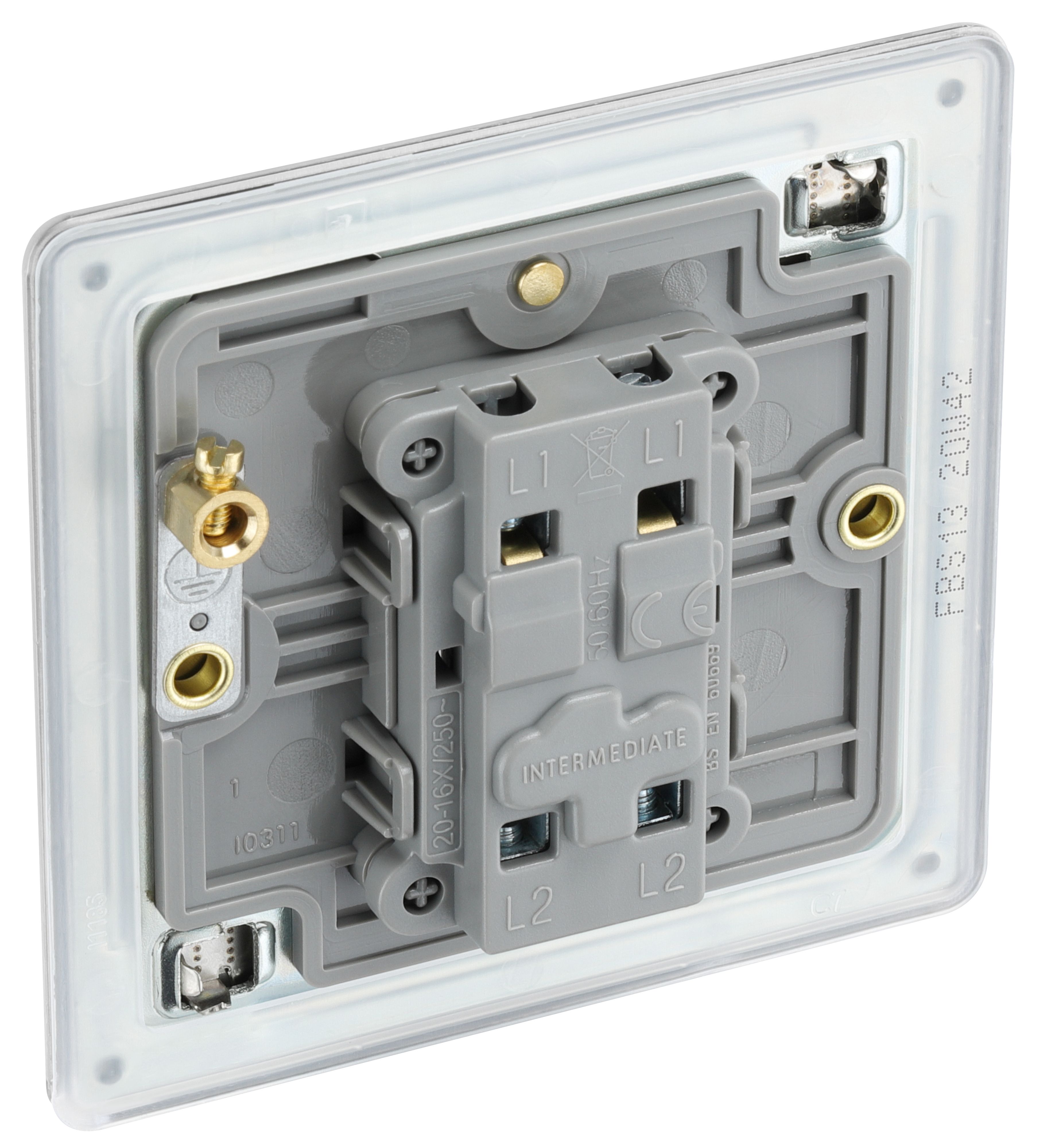 GoodHome 20A Single 2 way Screwless Intermediate switch Matt Steel effect - 6