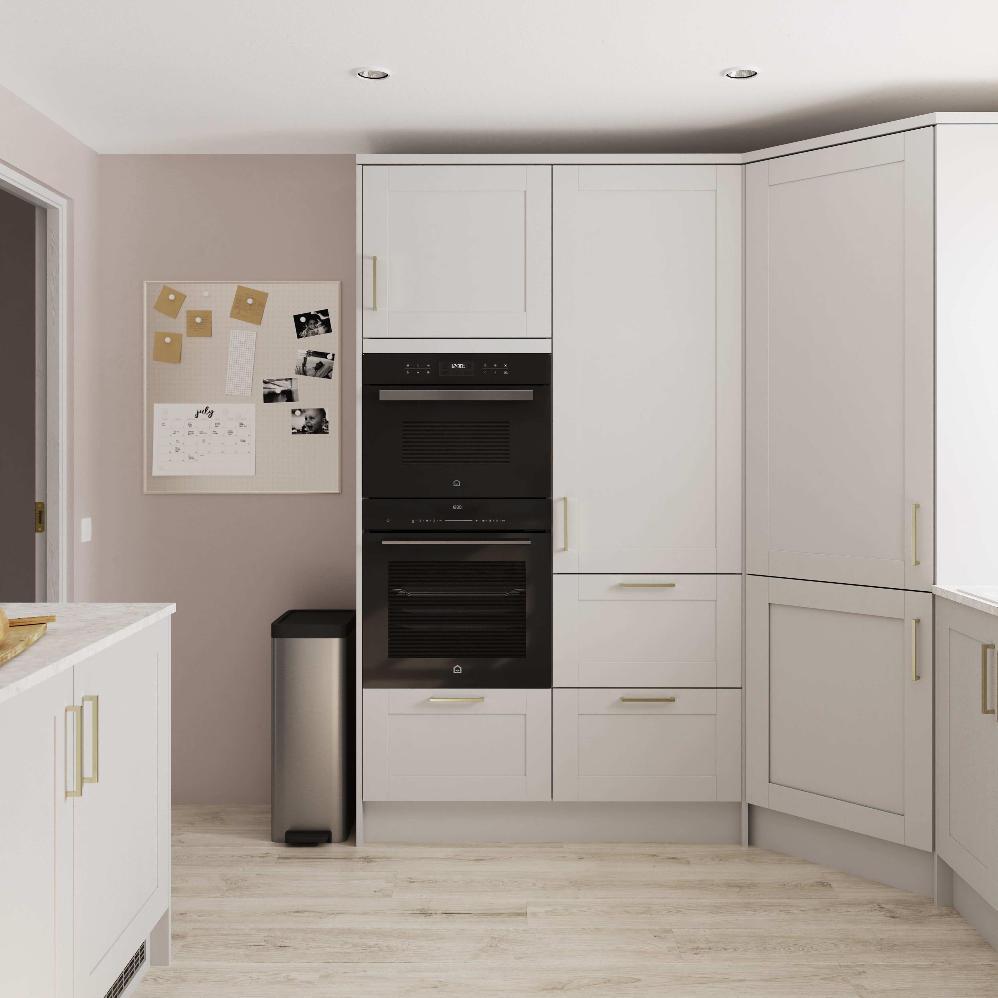 GoodHome 22mm Algiata Matt Beige Marble effect Chipboard & laminate Square edge Kitchen Worktop, (L)3000mm