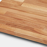 GoodHome 27mm Matt Natural Wood effect Solid beech Square edge Kitchen Worktop, (L)3000mm