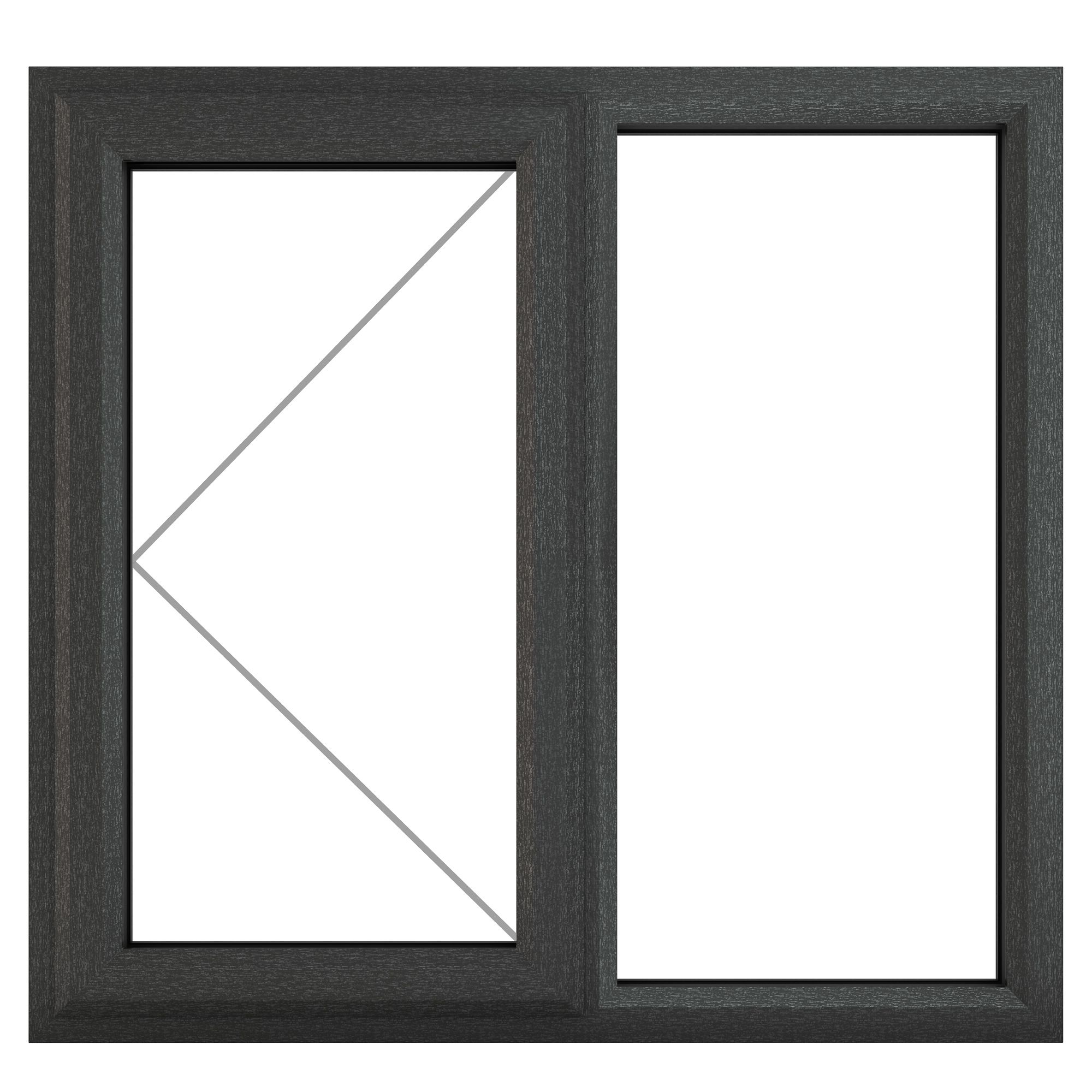 GoodHome 2P Clear Glazed Grey uPVC Left-handed Window, (H)1190mm (W)1190mm