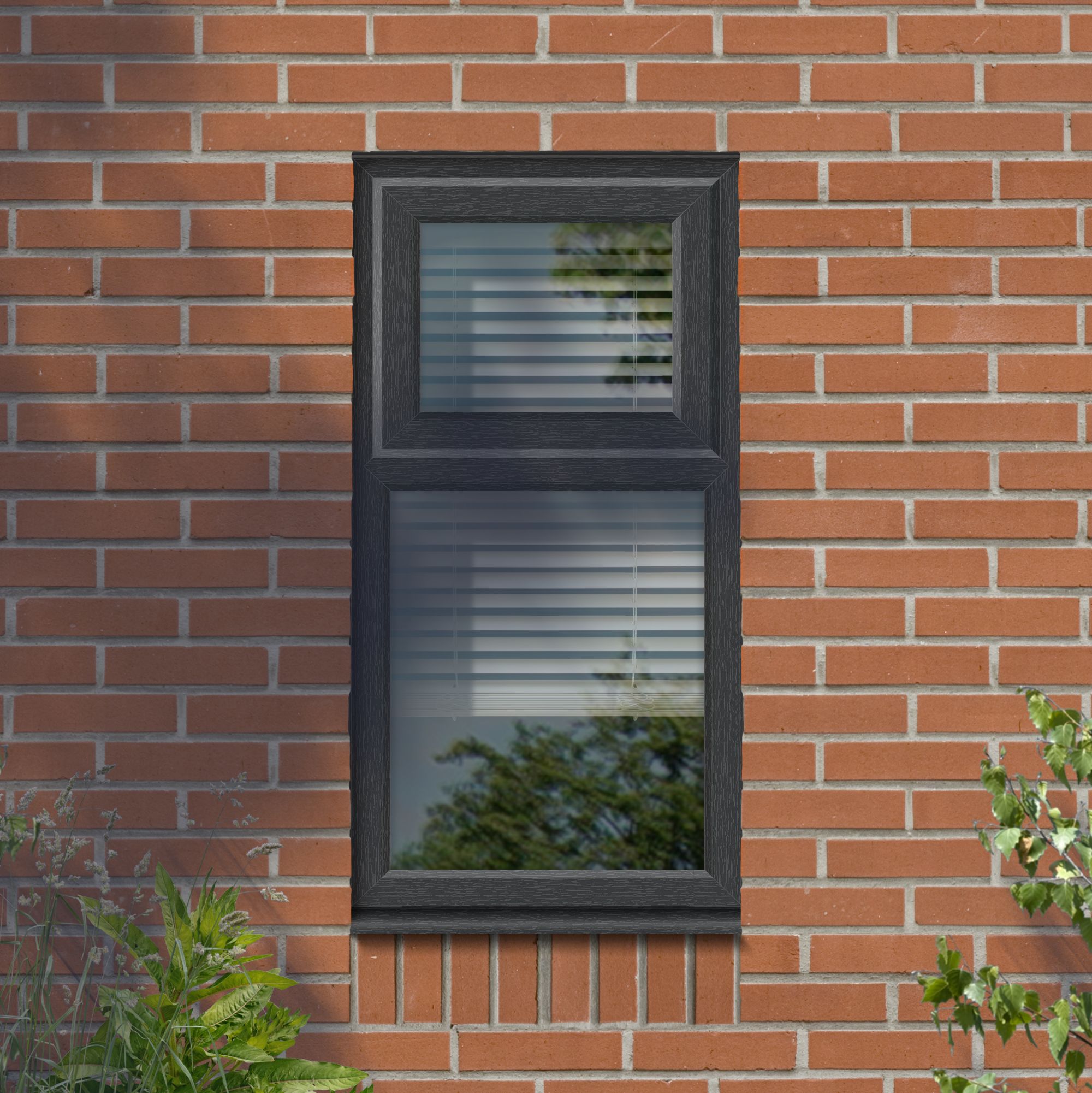 GoodHome 2P Clear Glazed Grey uPVC Top hung Window, (H)1115mm (W)905mm