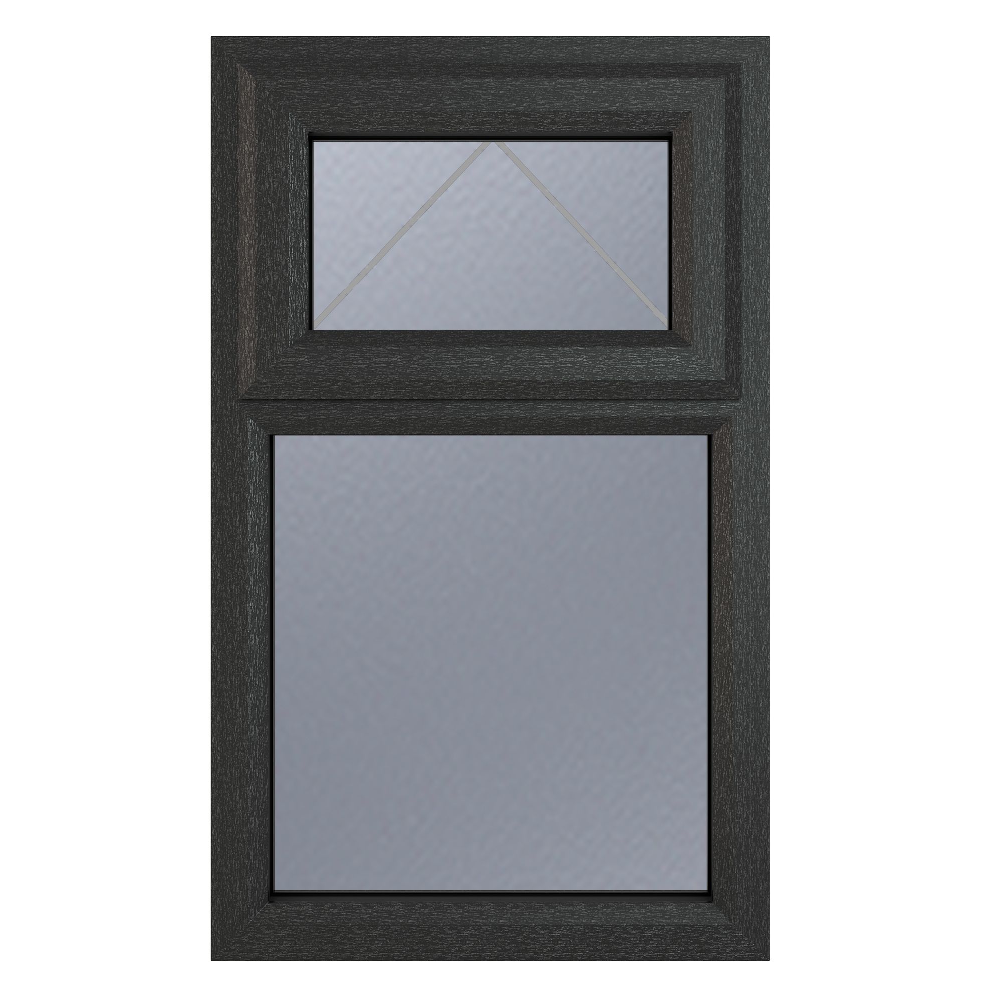 GoodHome 2P Obscure stippolyte Glazed Grey uPVC Top hung Window, (H)1040mm (W)610mm