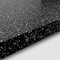 GoodHome 38mm Berberis Gloss Black star effect Chipboard & laminate Square edge Kitchen Worktop, (L)3000mm