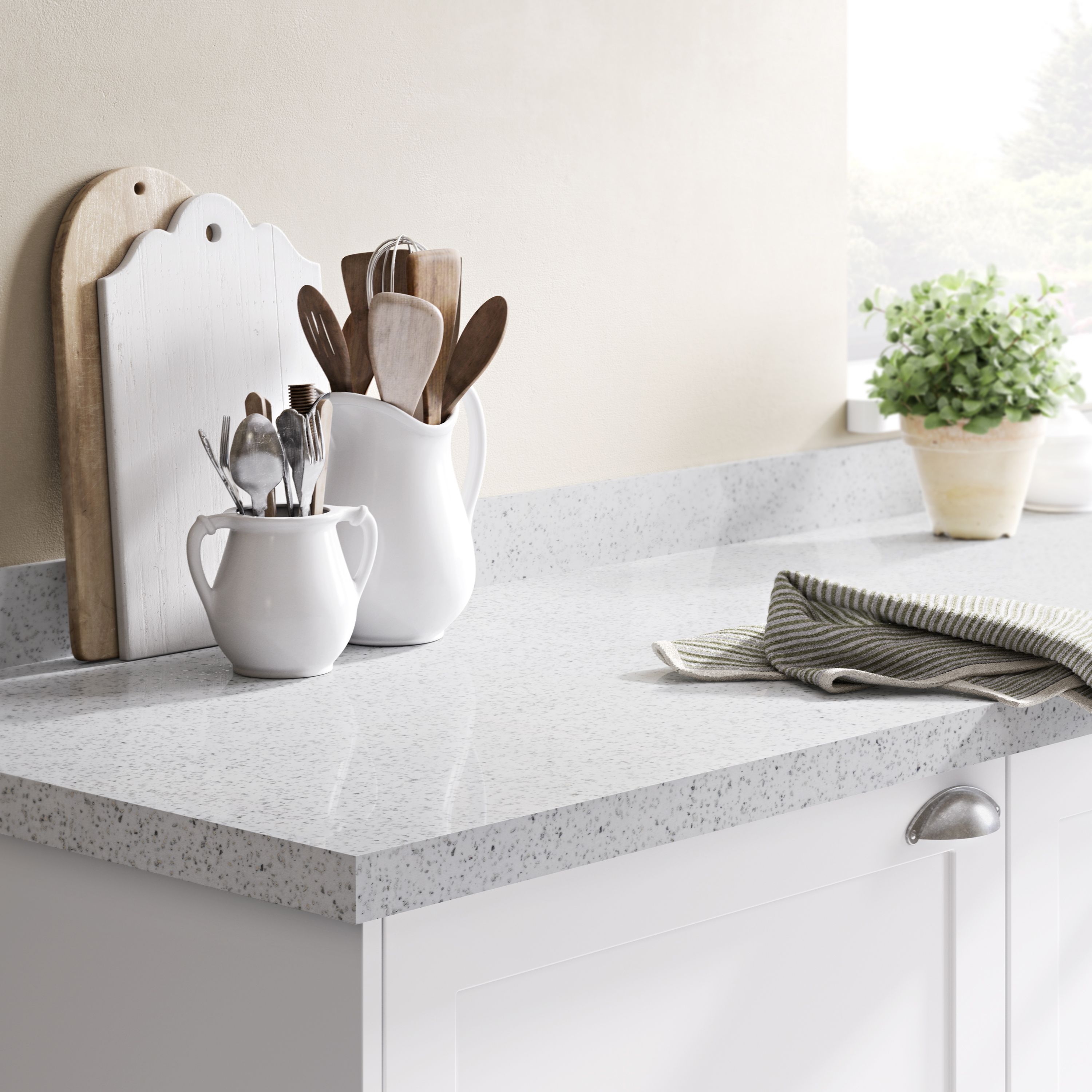 38mm Berberis White star sparkle effect Worktop, (L)3m