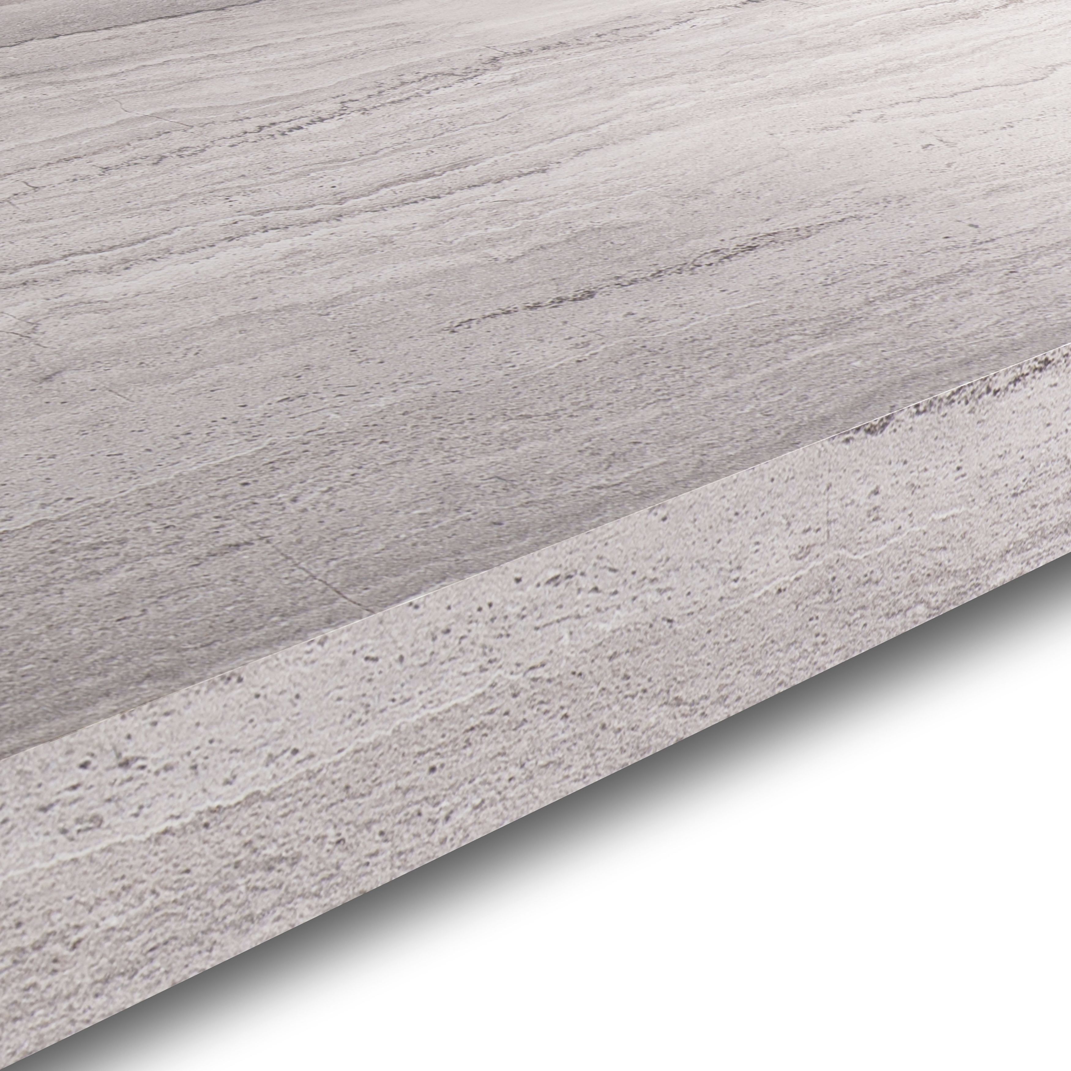 GoodHome 38mm Berberis Matt Grey Travertine effect Laminate Square edge Kitchen Worktop, (L)3000mm
