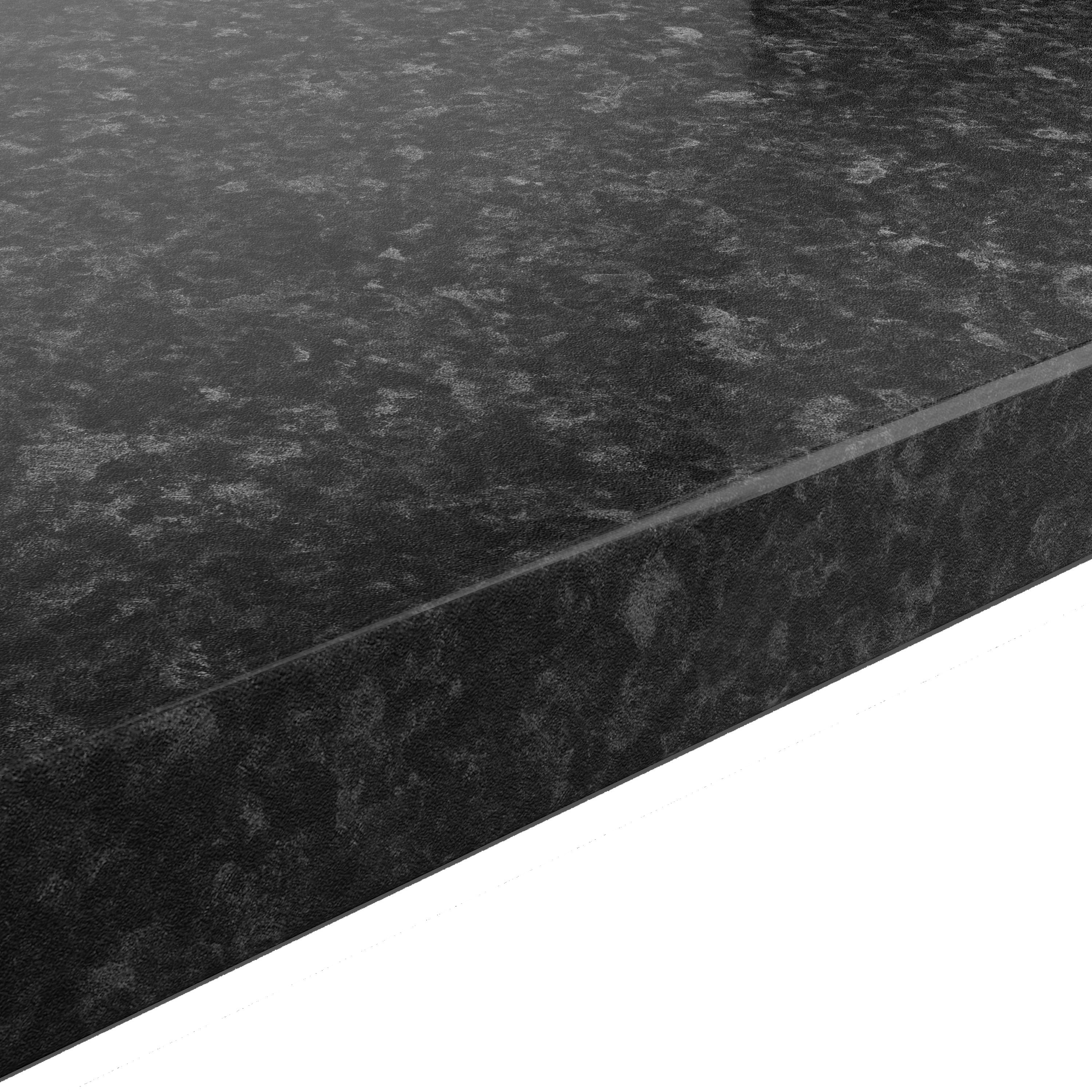 Buy GoodHome 38mm Kabsa Gloss Black Granite Effect Laminate & Particle ...