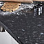 GoodHome 38mm Kabsa Gloss Black Granite effect Laminate Post-formed Kitchen Worktop, (L)3000mm