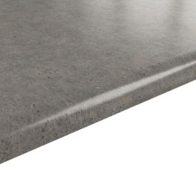 GoodHome 38mm Kabsa Matt Grey Stone effect Laminate Post-formed edge Breakfast bar, (L)2000mm