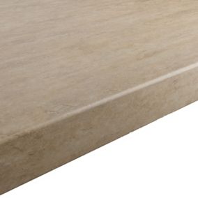 GoodHome 38mm Kabsa Matt Travertine Stone effect Laminate & particle board Post-formed Kitchen Breakfast bar, (L)2000mm