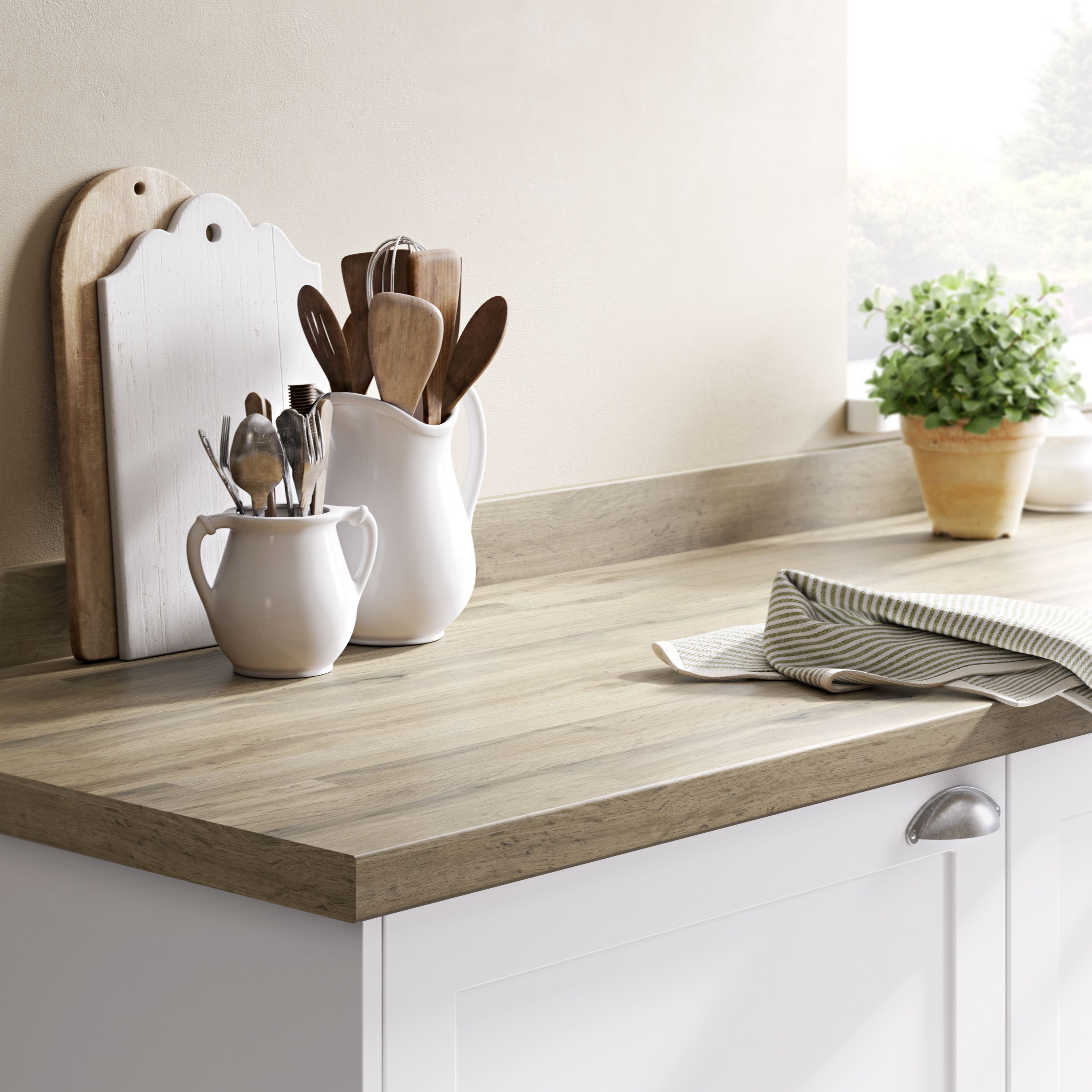 Goodhome 38mm Kabsa Matt Wood Effect Laminate Particle Board Post Formed Kitchen Worktop L 3000mm Diy At B Q