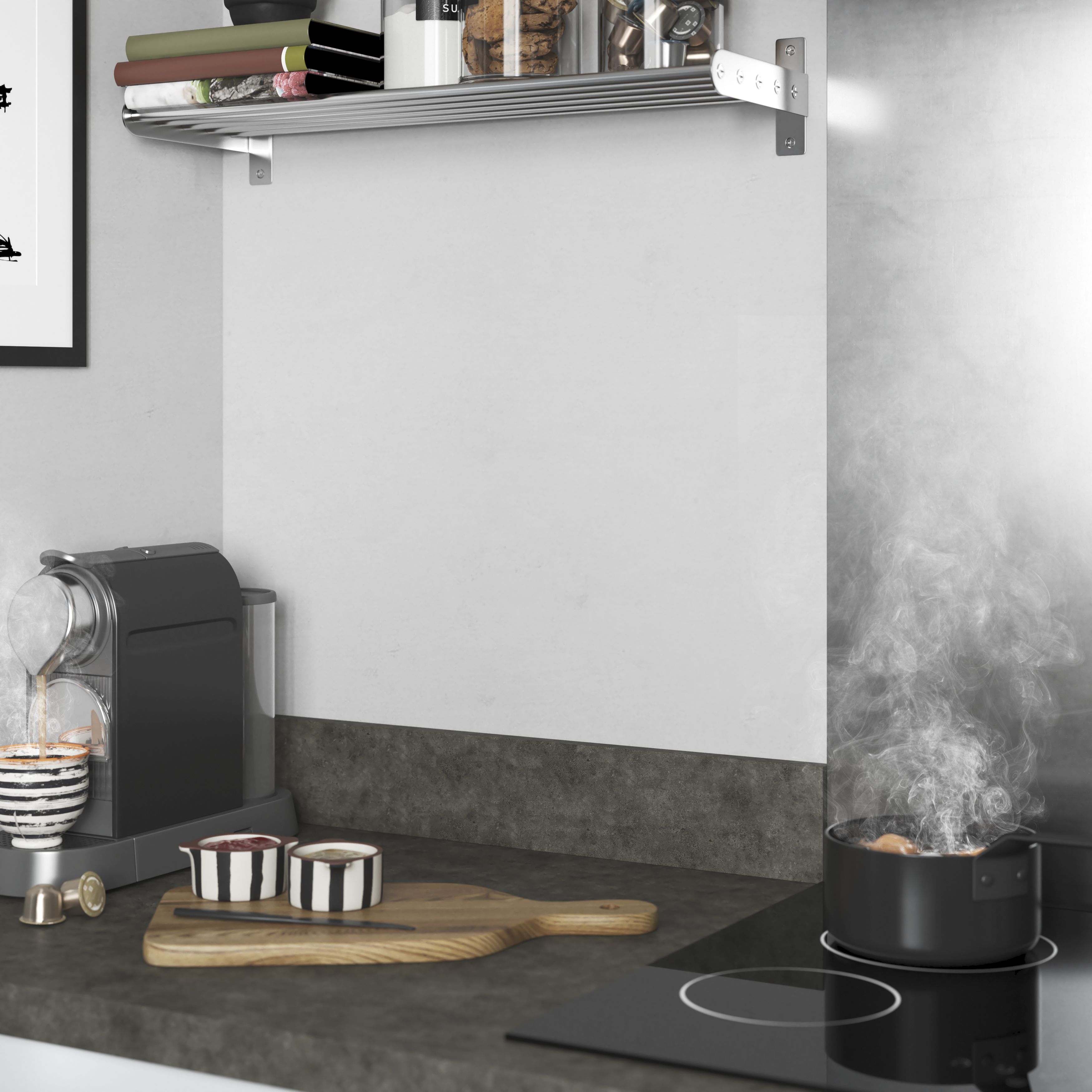GoodHome 38mm Kala Matt Concrete effect Chipboard & laminate Square edge Kitchen Worktop, (L)3000mm