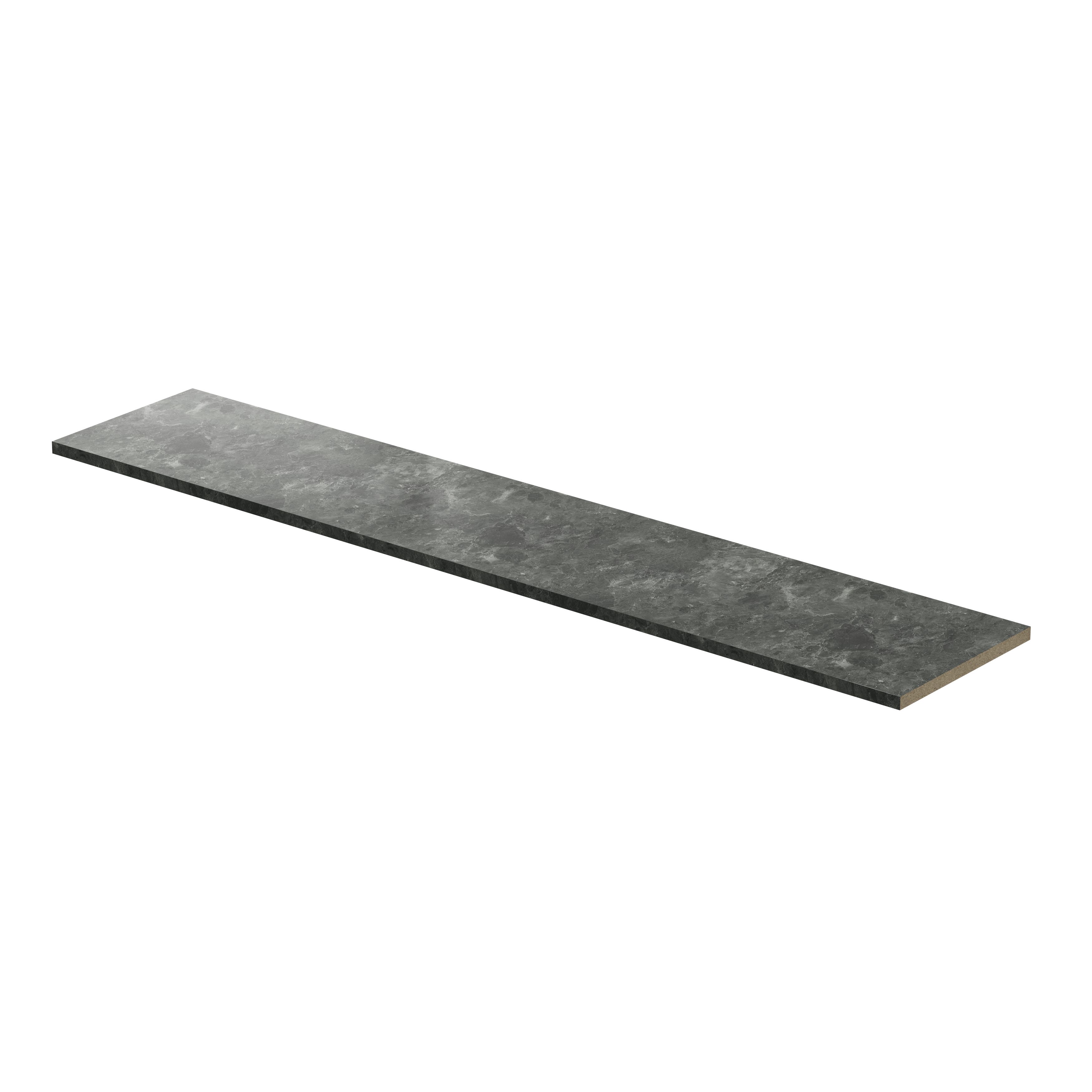 GoodHome 38mm Kala Matt Dark grey Marble effect Laminate Square edge Worktop, (L)3000mm