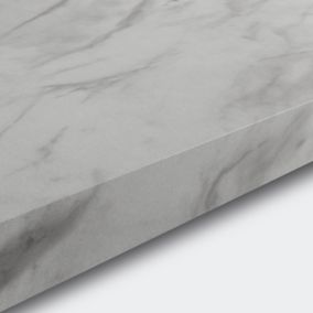 GoodHome 38mm Kala Matt White marble effect Chipboard & laminate Square edge Kitchen Worktop, (L)3000mm