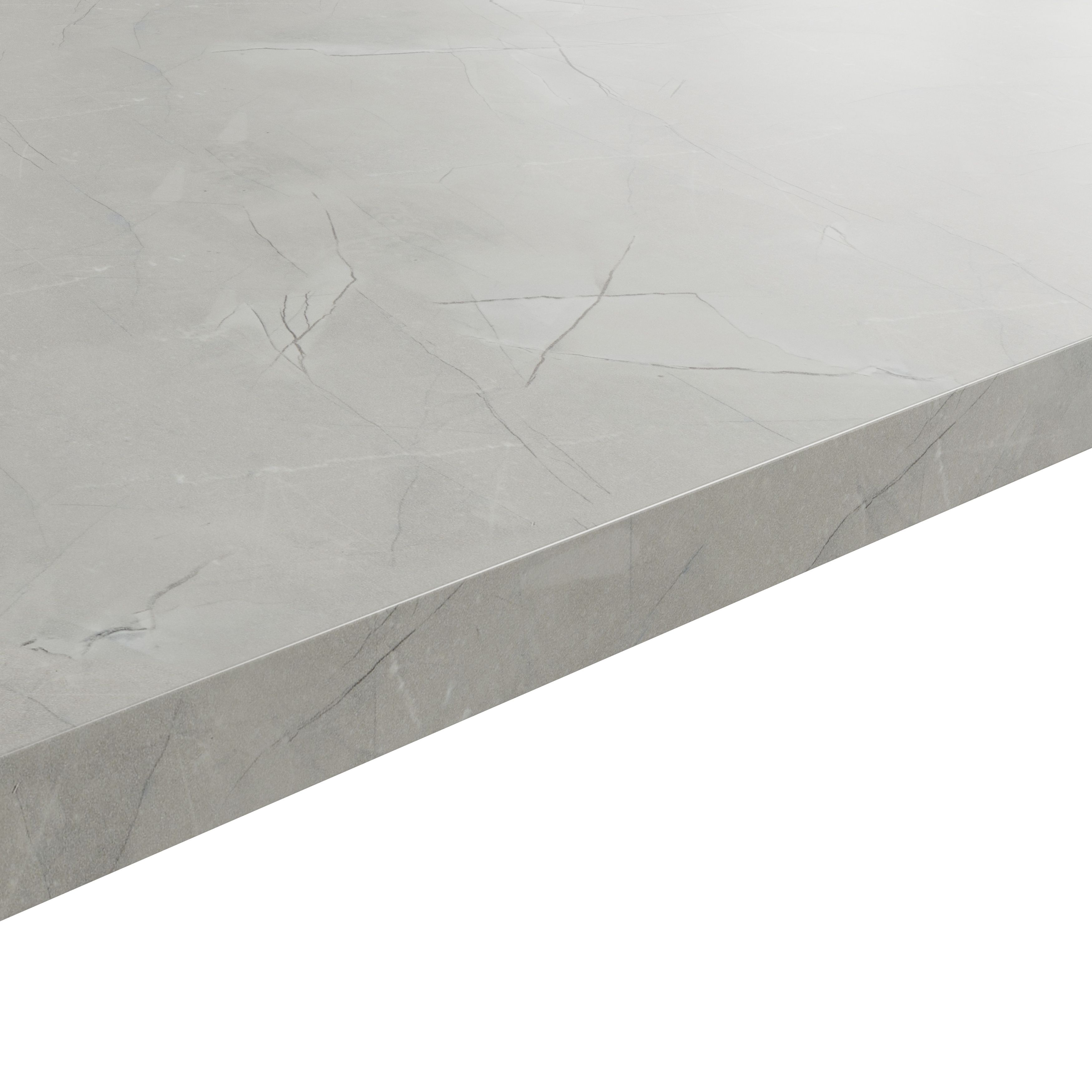 GoodHome 38mm Kala Pietra Satin Grey Laminate Square edge Kitchen Worktop, (L)3000mm