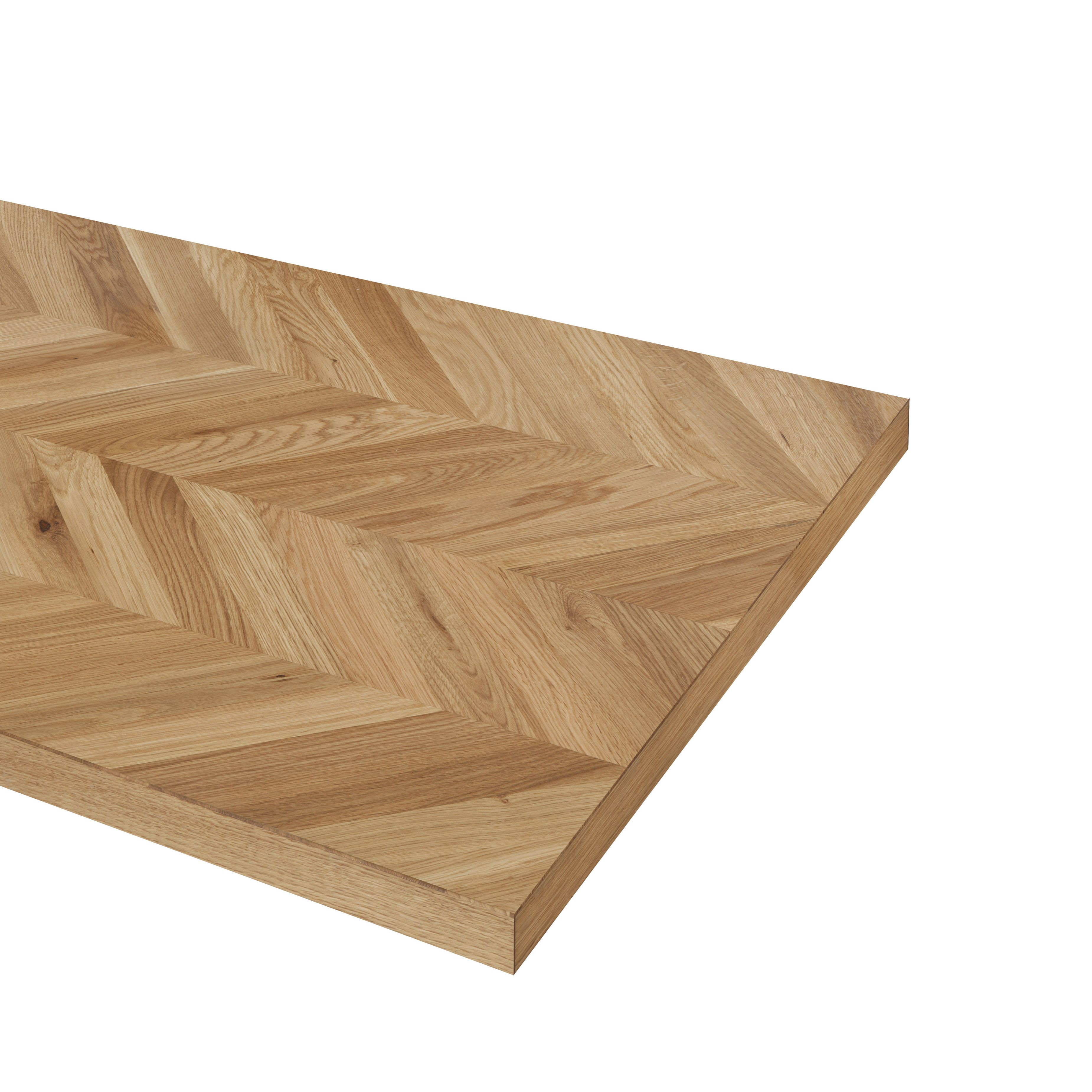 GoodHome 38mm Orin Satin Chevron oak Veneered Chamfered Kitchen Breakfast bar, (L)2000mm