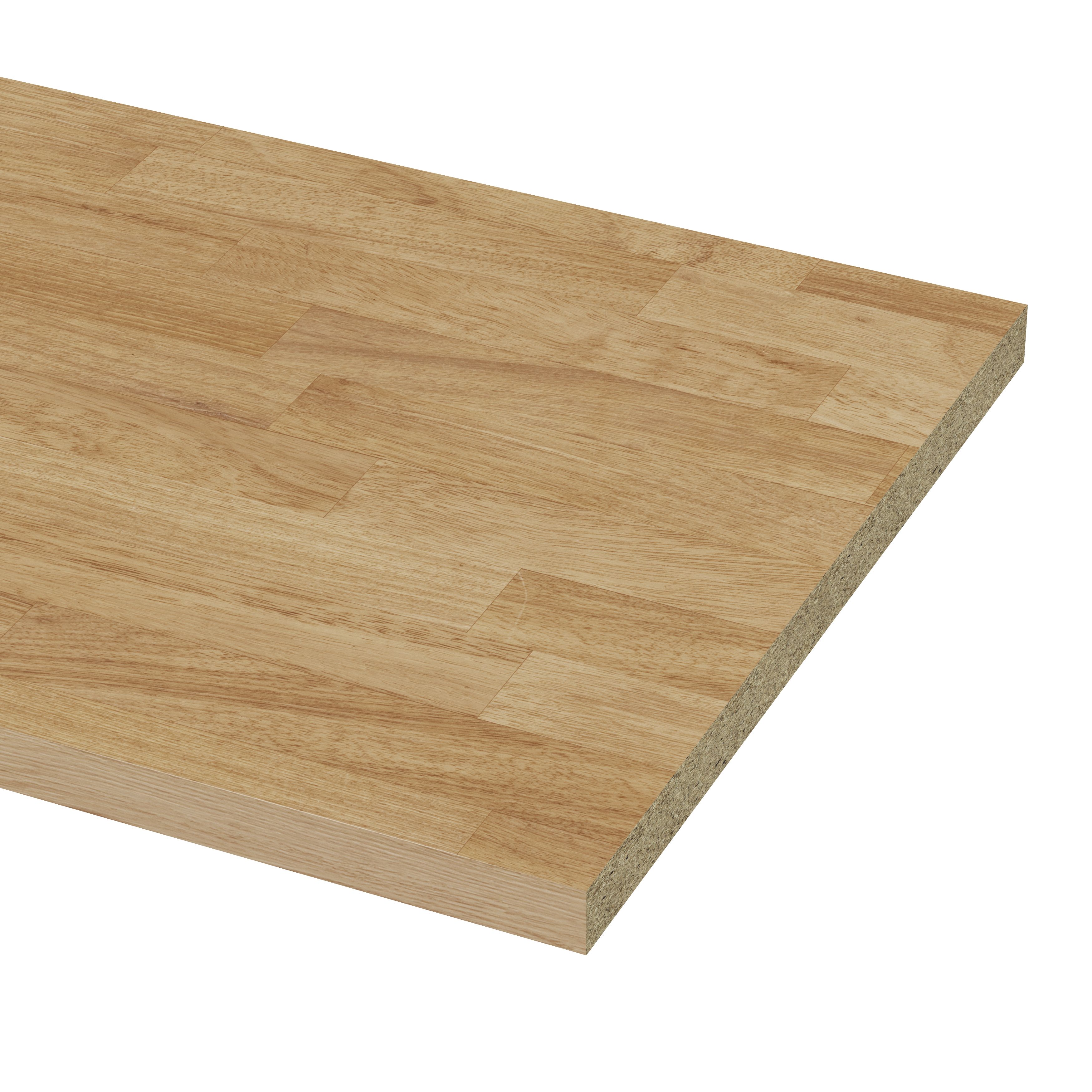 GoodHome 38mm Orin Satin Light oak Veneered Chamfered Kitchen Worktop, (L)3000mm