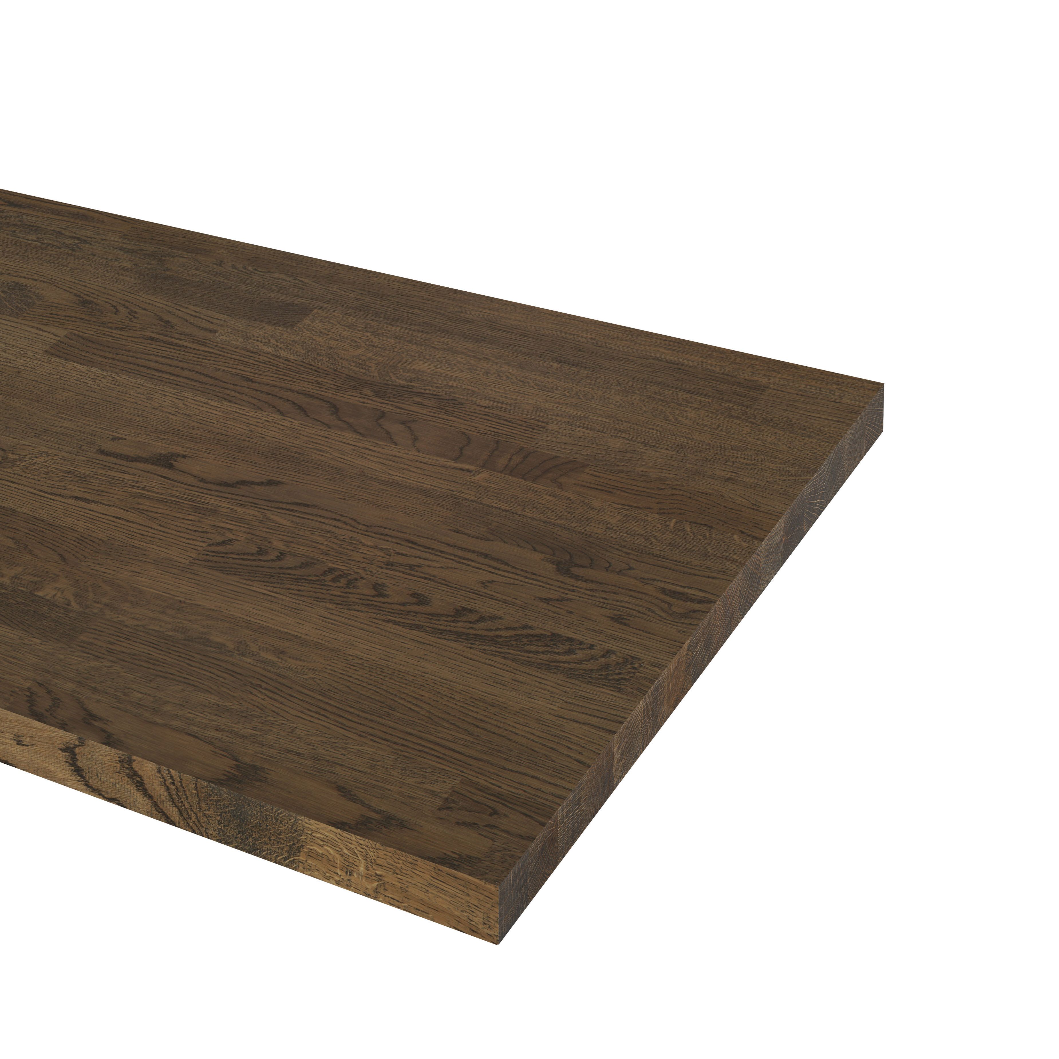 GoodHome 38mm Orin Satin Onyx oak Veneered Chamfered Kitchen Breakfast bar, (L)2000mm