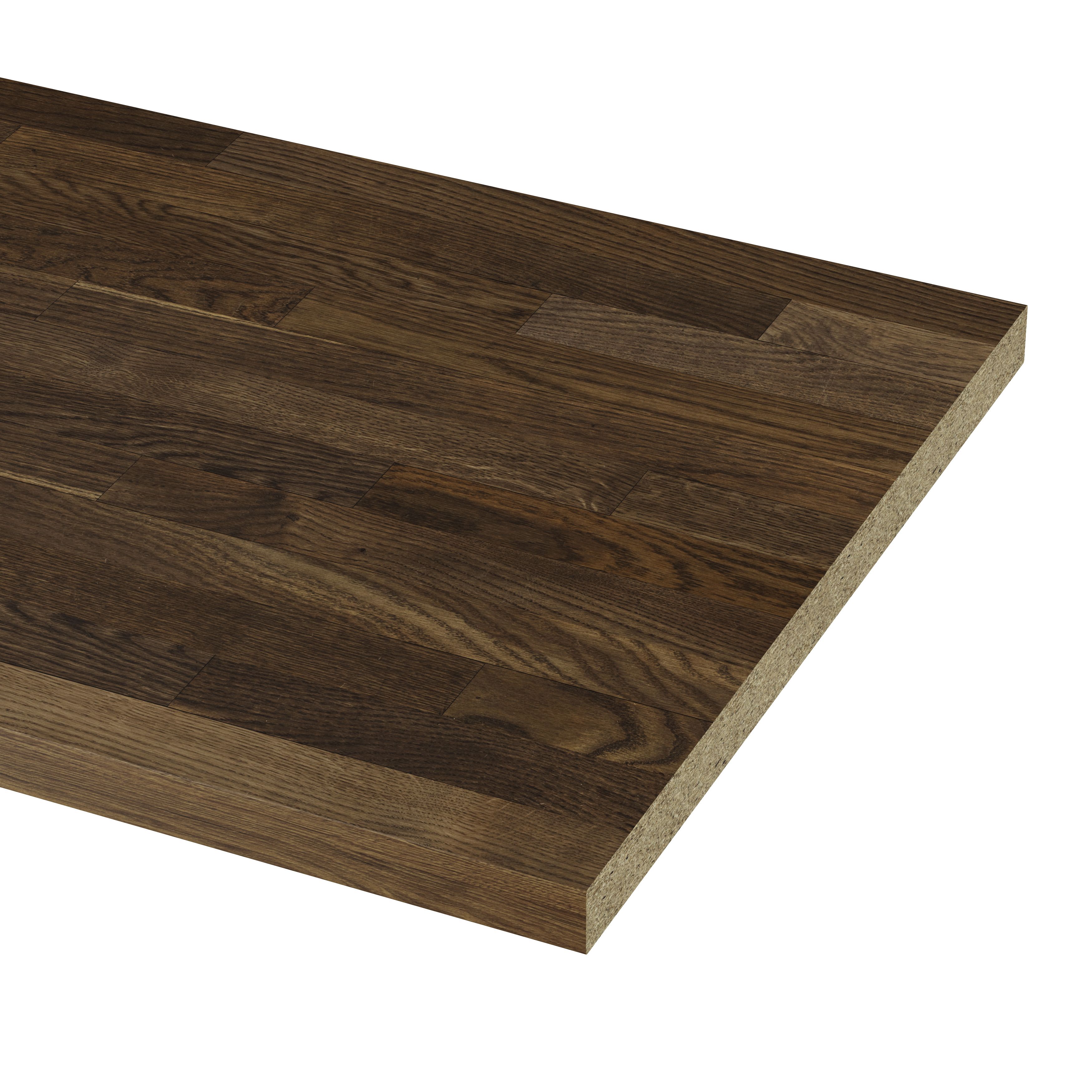 GoodHome 38mm Orin Satin Onyx oak Veneered Chamfered Kitchen Worktop, (L)3000mm