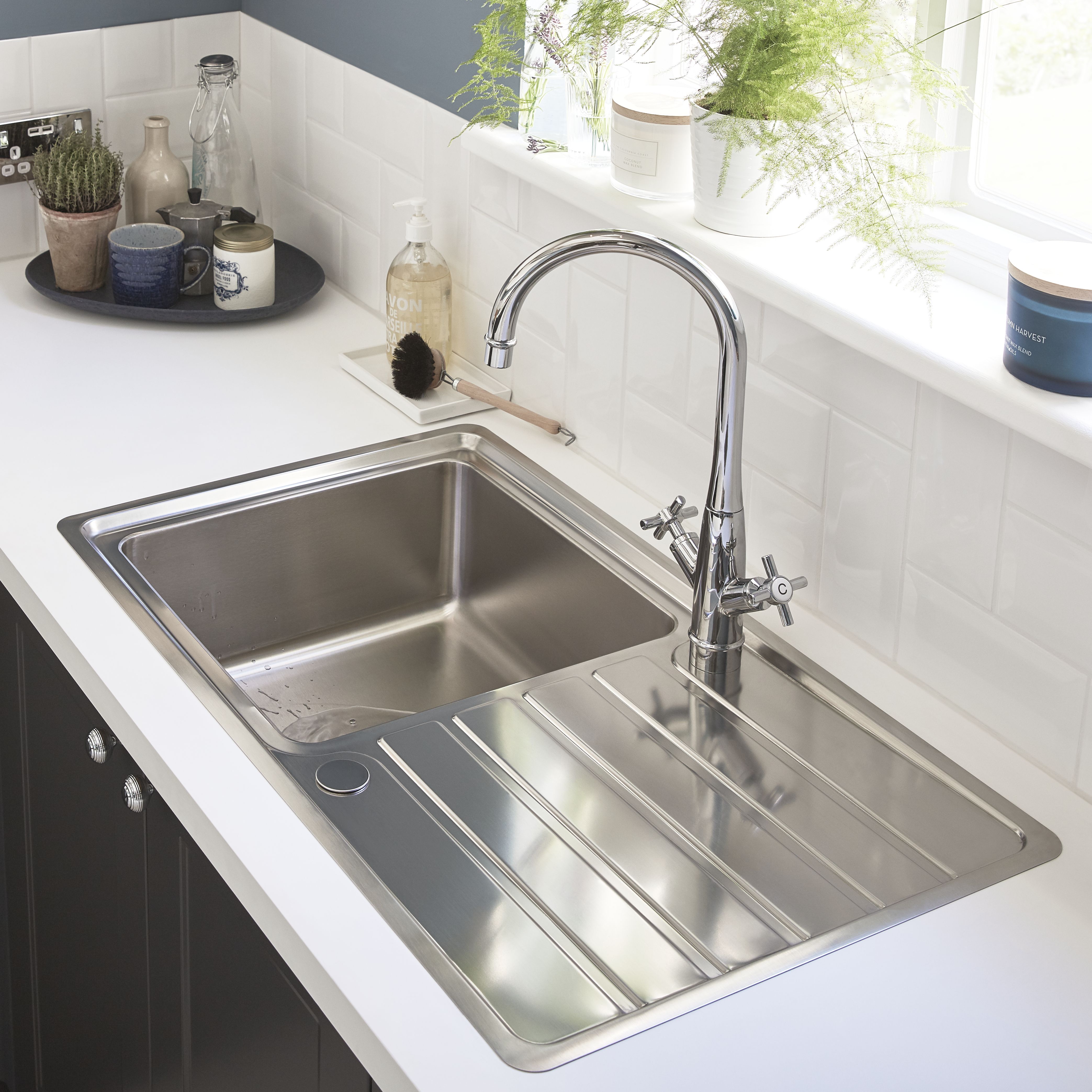 GoodHome 38mm Super matt White Chipboard & laminate Square edge Kitchen Worktop, (L)3000mm