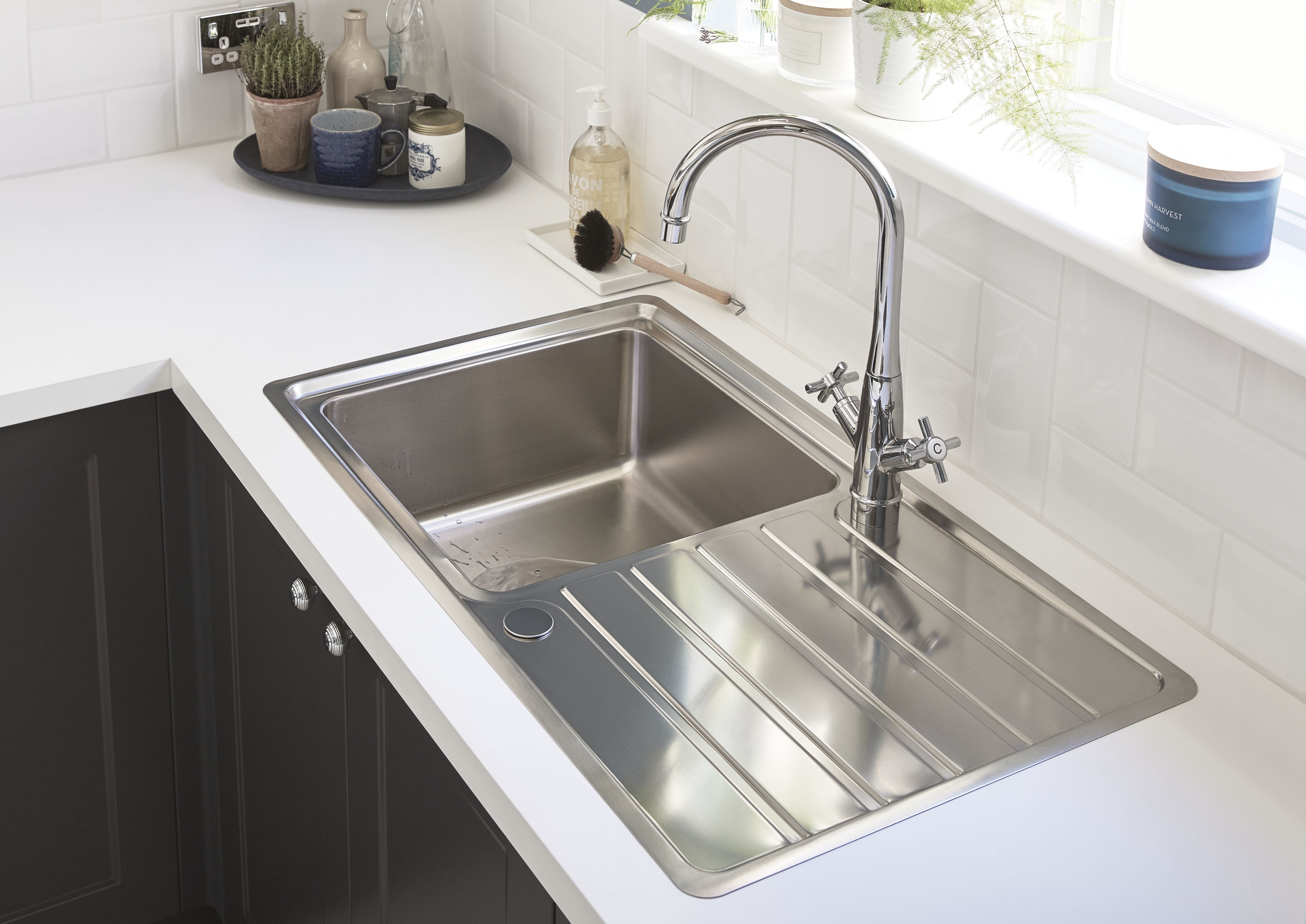 GoodHome 38mm Super matt White Chipboard & laminate Square edge Kitchen Worktop, (L)3000mm