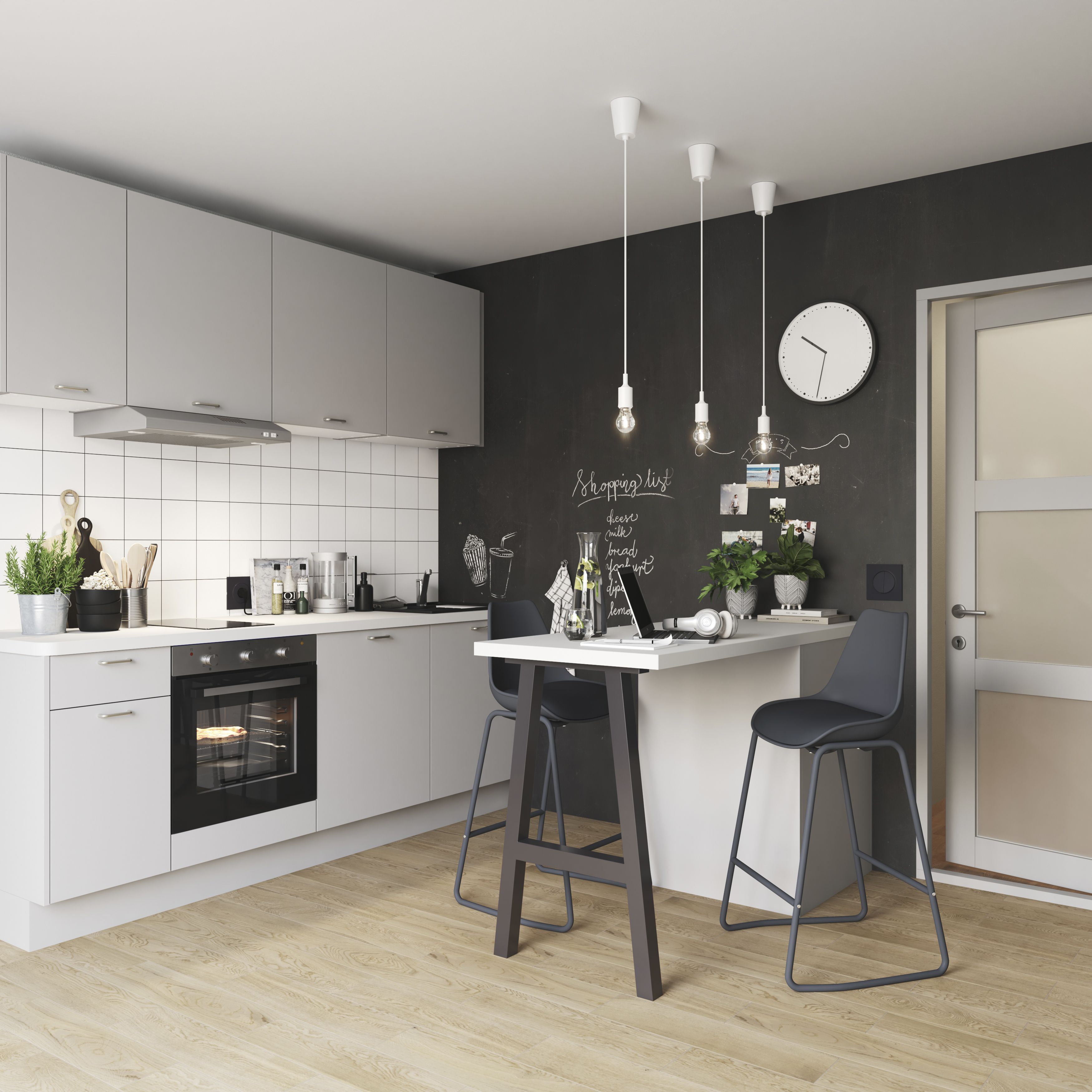 GoodHome 38mm Super matt White Chipboard & laminate Square edge Kitchen Worktop, (L)3000mm