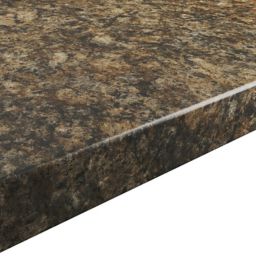GoodHome 38mm Umbria Gloss Brown Stone effect Chipboard & laminate Post-formed Kitchen Worktop, (L)3000mm