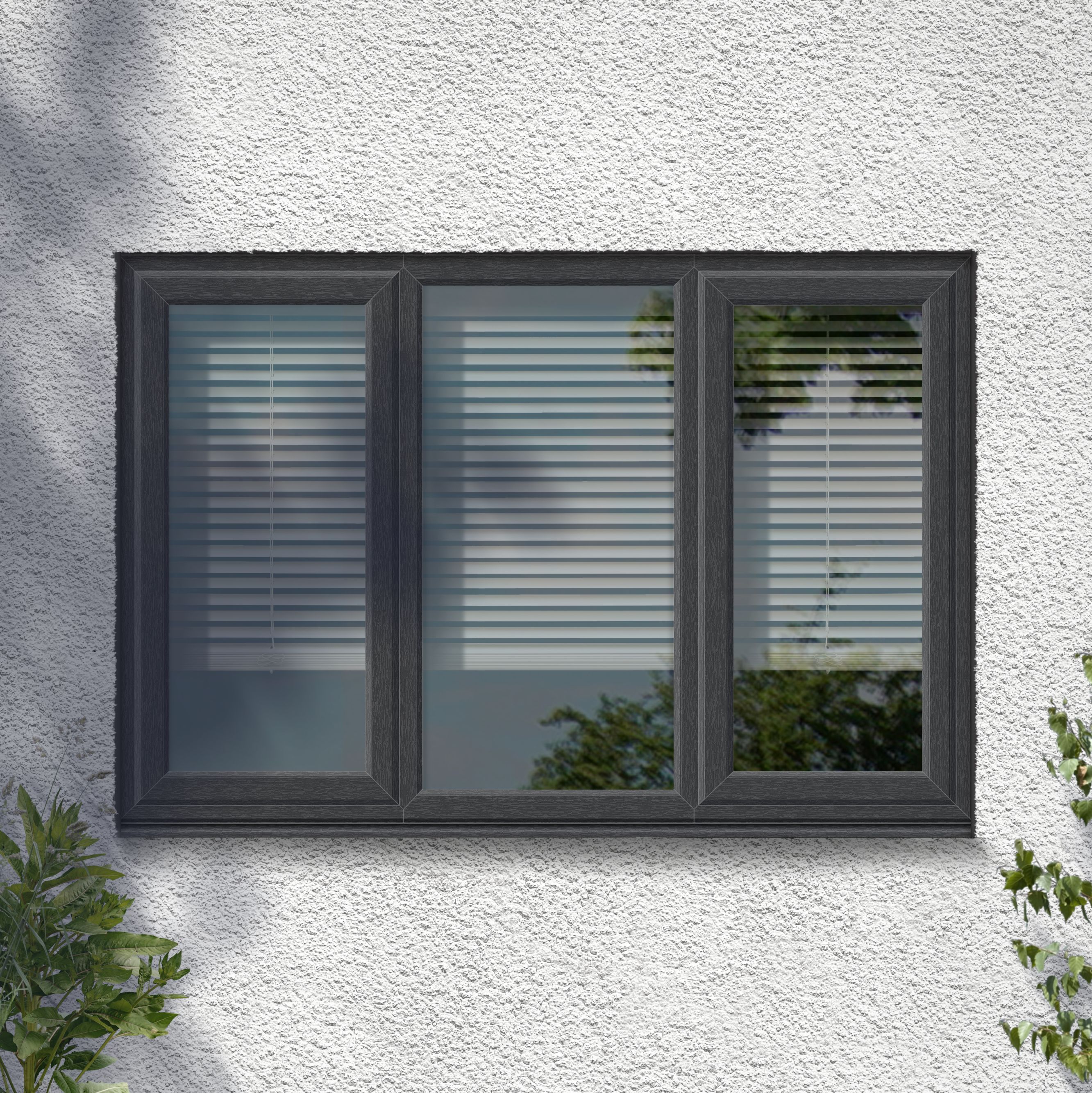 GoodHome 3P Clear Glazed Grey uPVC Left & right-handed Window, (H ...