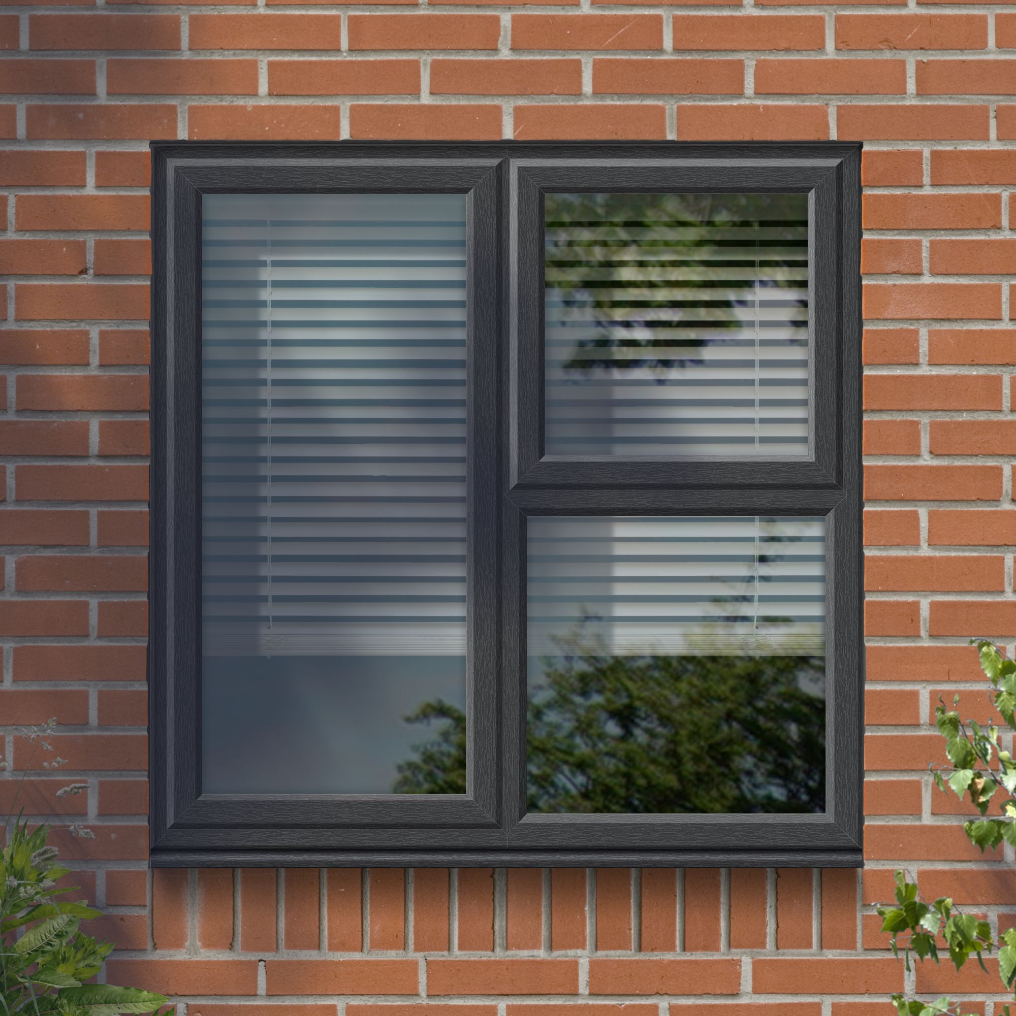 GoodHome 3P Clear Glazed Grey uPVC Right-handed Top hung Window, (H)1115mm (W)1190mm