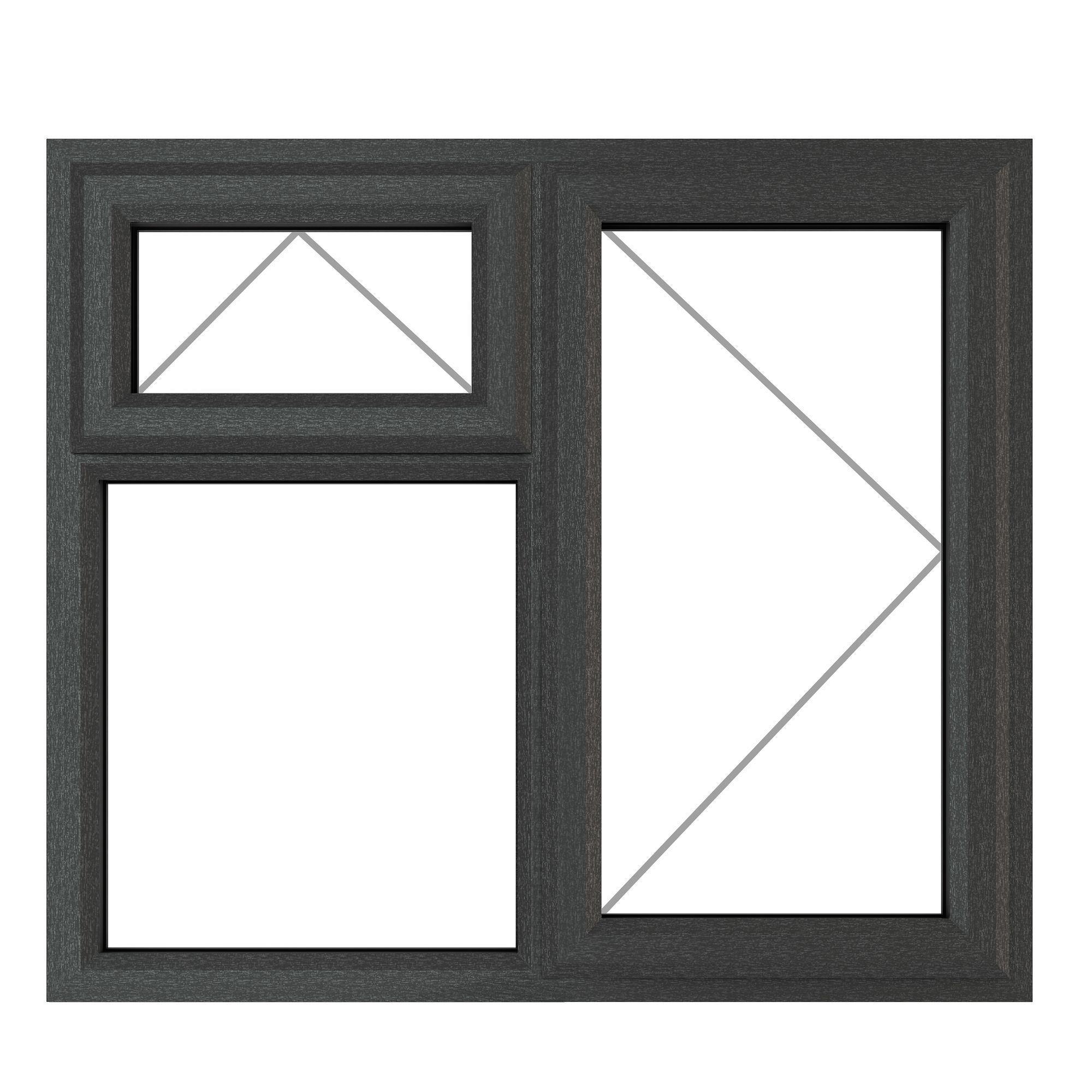 GoodHome 3P Clear Glazed Grey uPVC Right-handed Top hung Window, (H)1190mm (W)1190mm