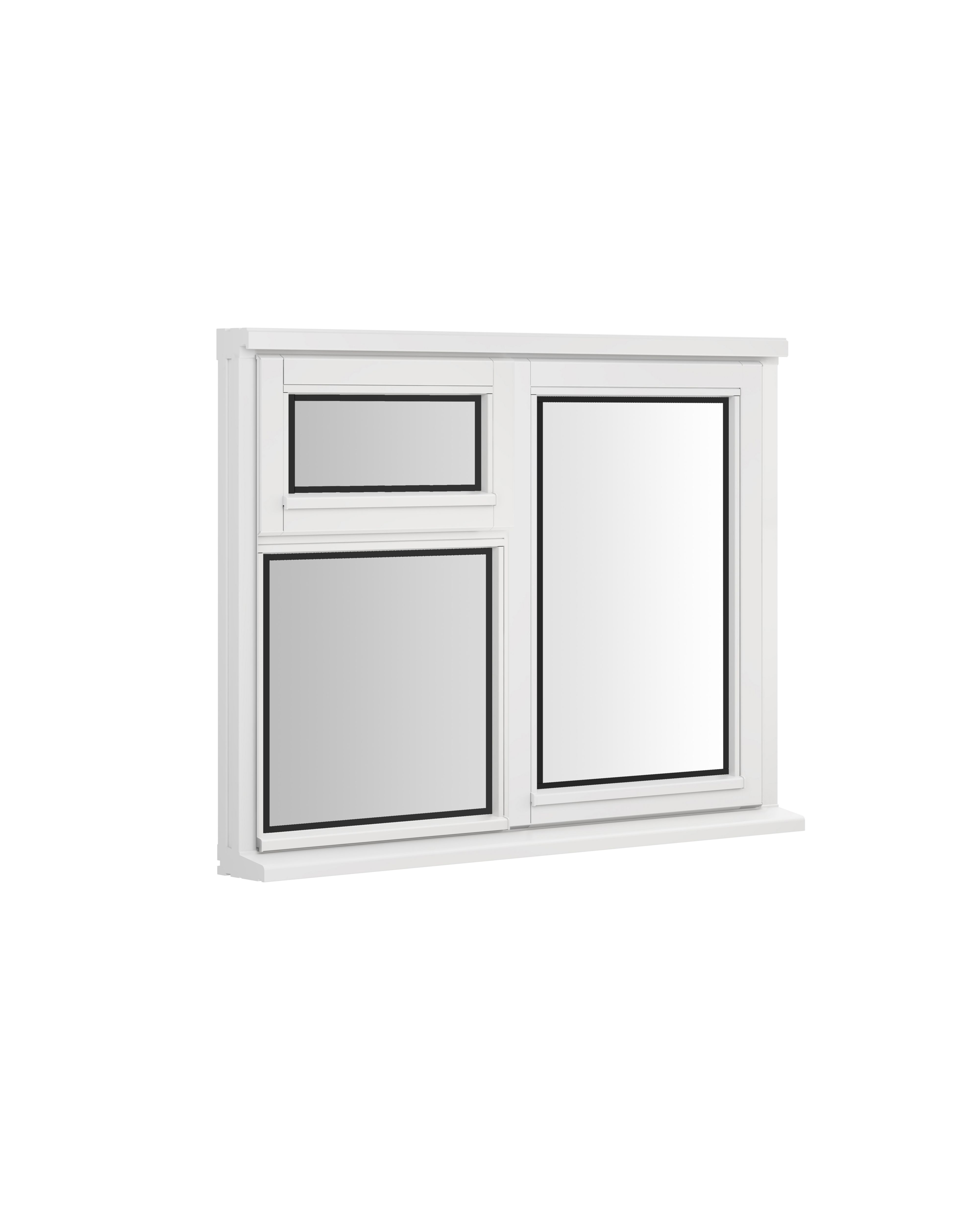 GoodHome 3P Clear Glazed White Right-handed Top hung Window, (H)1195mm (W)1195mm
